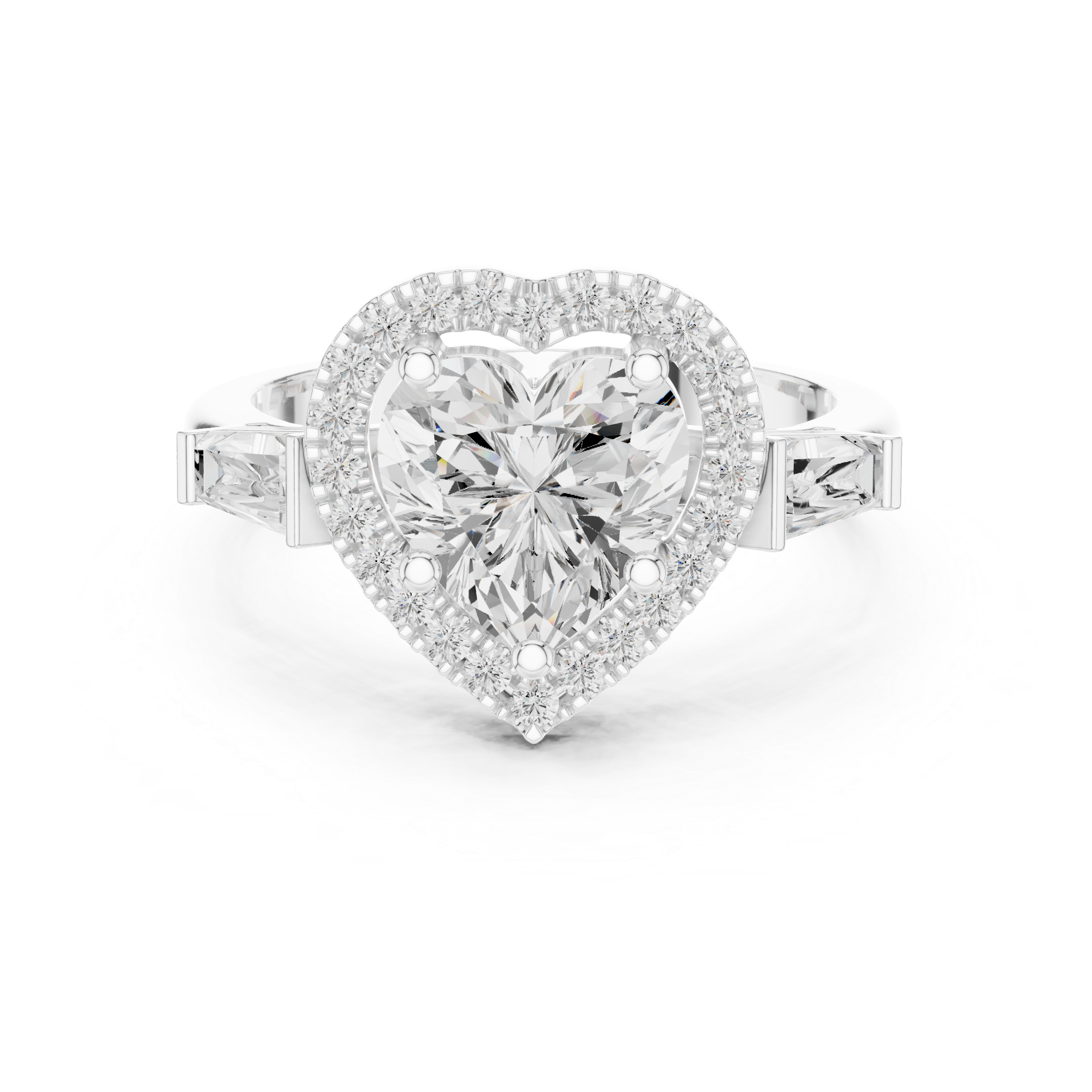 Heart Halo Trapezoid Engagement Ring