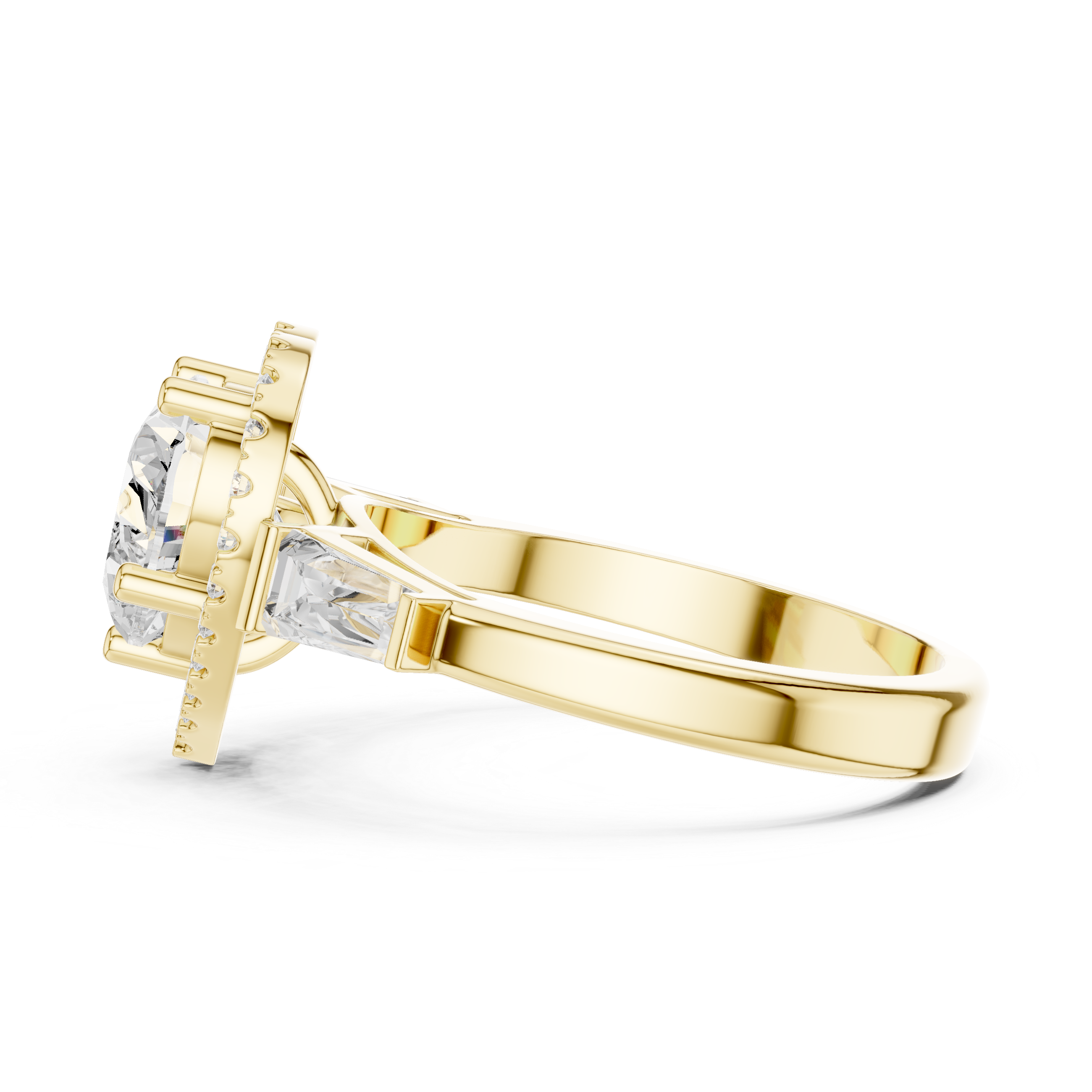 Heart Halo Trapezoid Engagement Ring