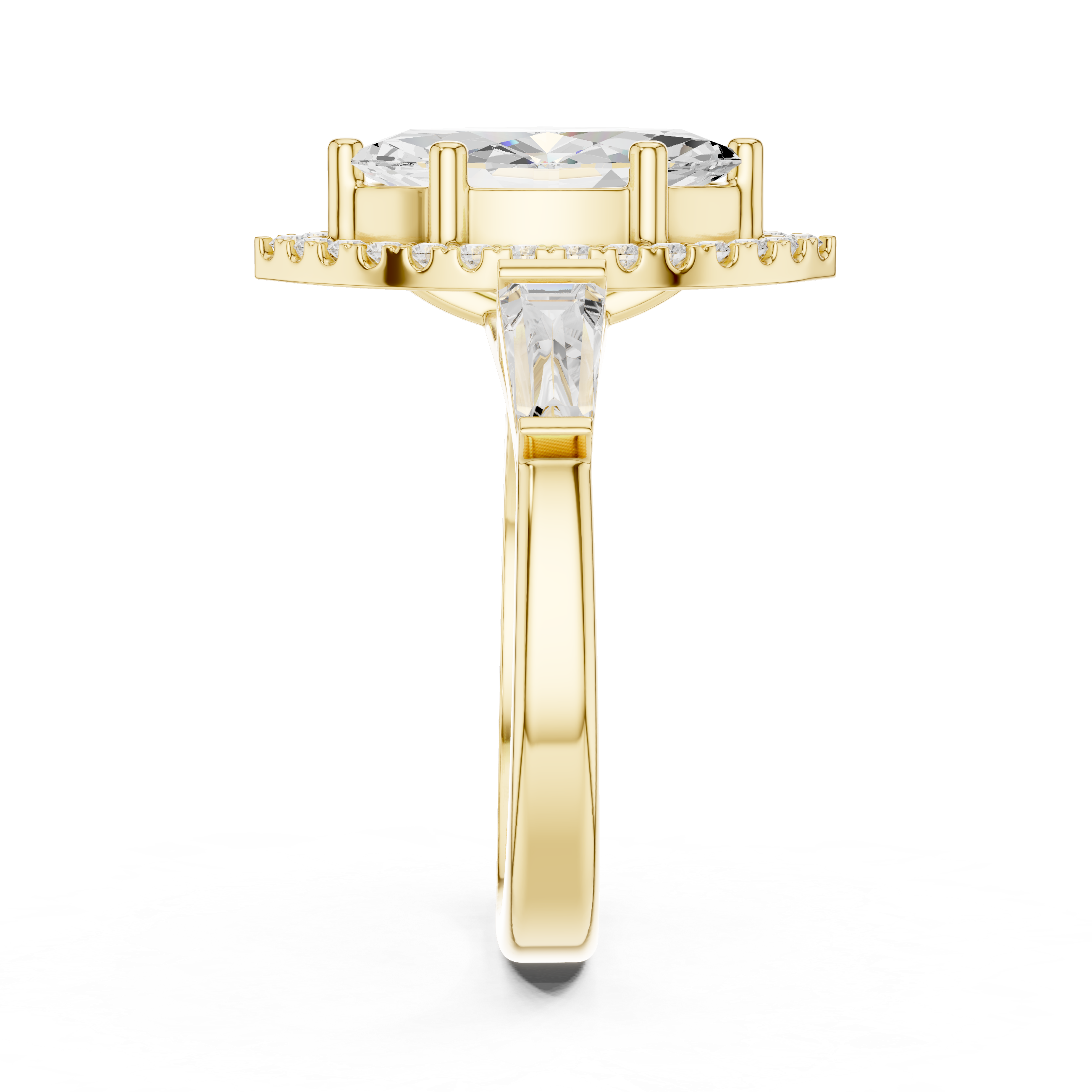 Marquise Halo Three Stone Ring