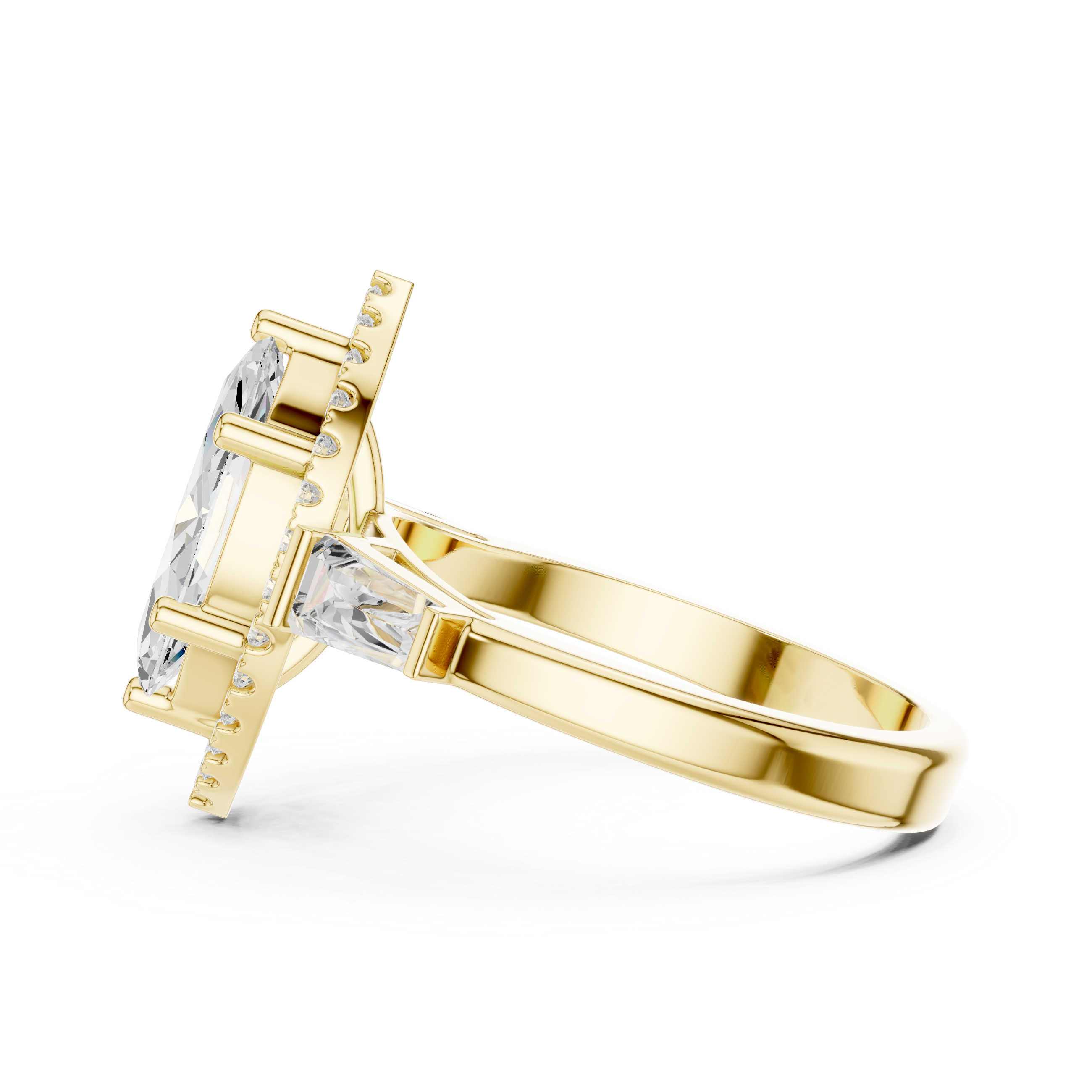 Marquise Halo Three Stone Ring