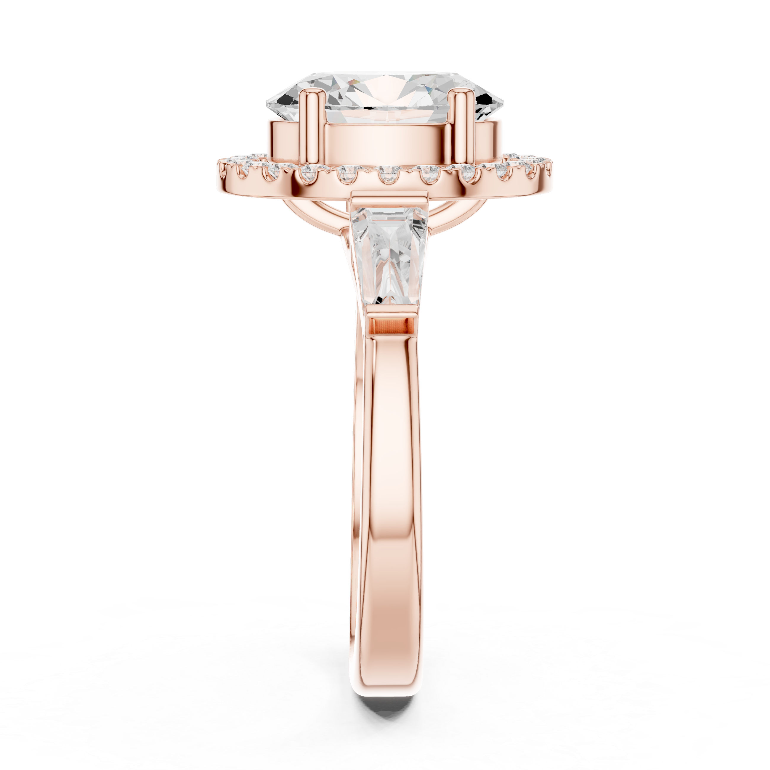 Oval Halo Three Stone Ring