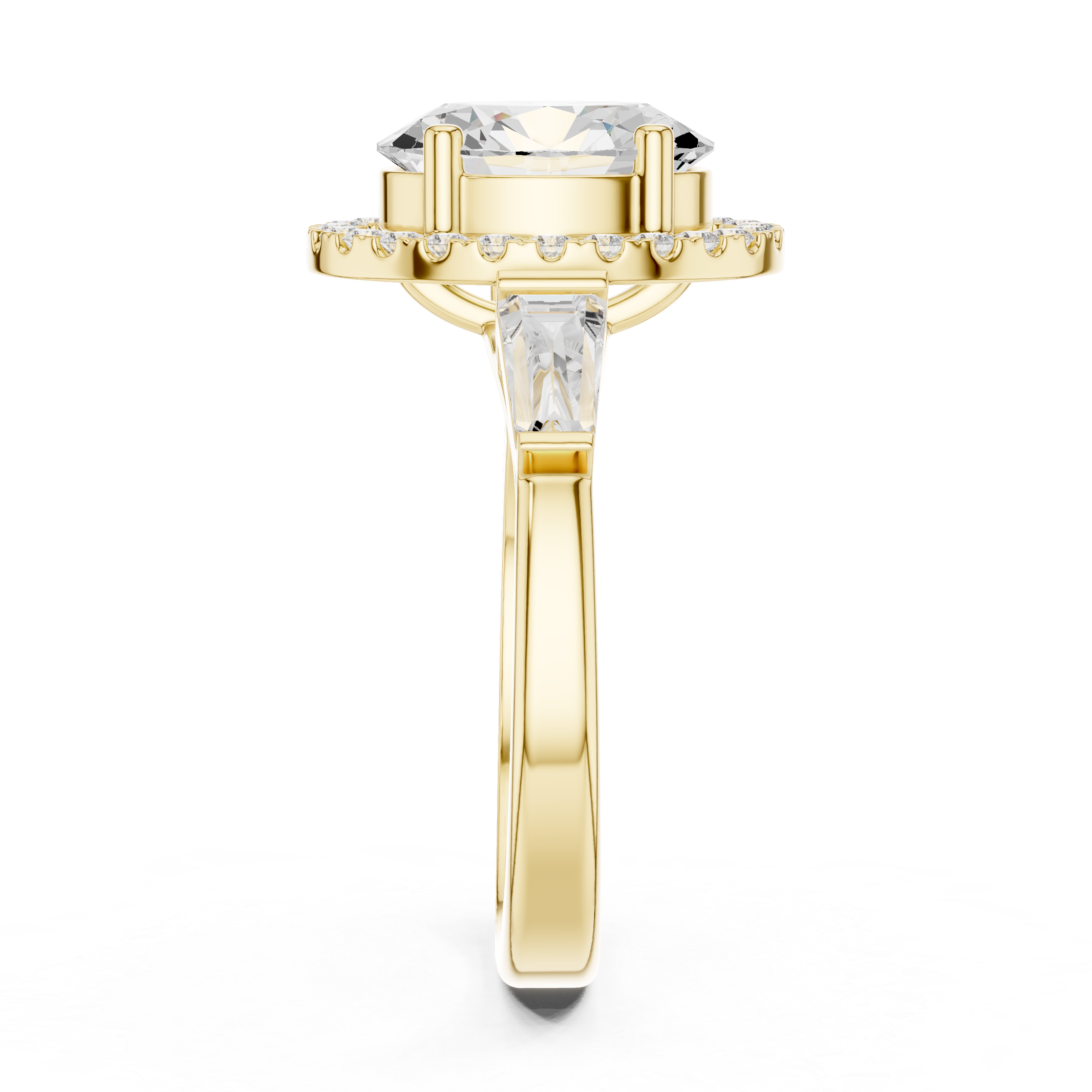Oval Halo Three Stone Ring