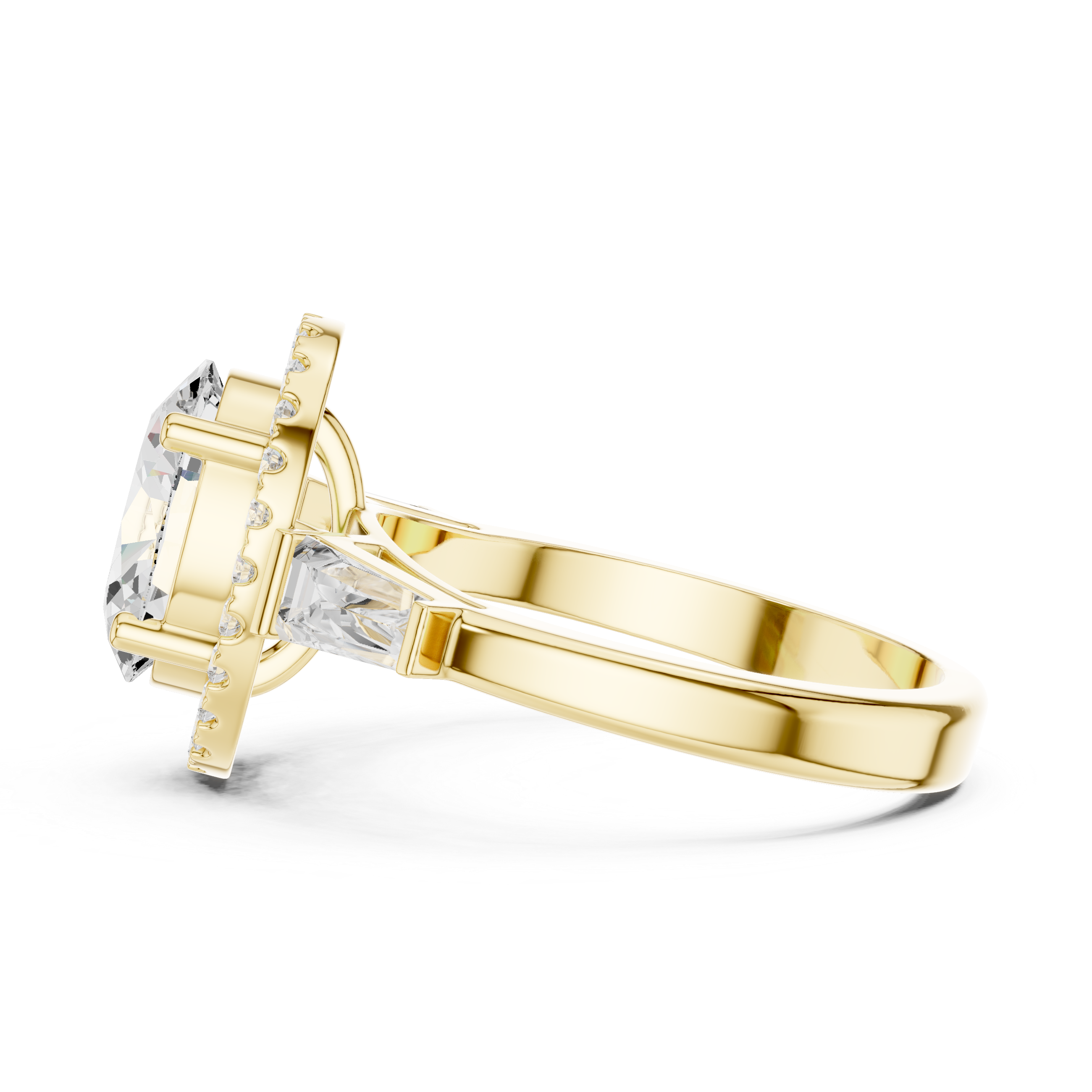 Oval Halo Three Stone Ring