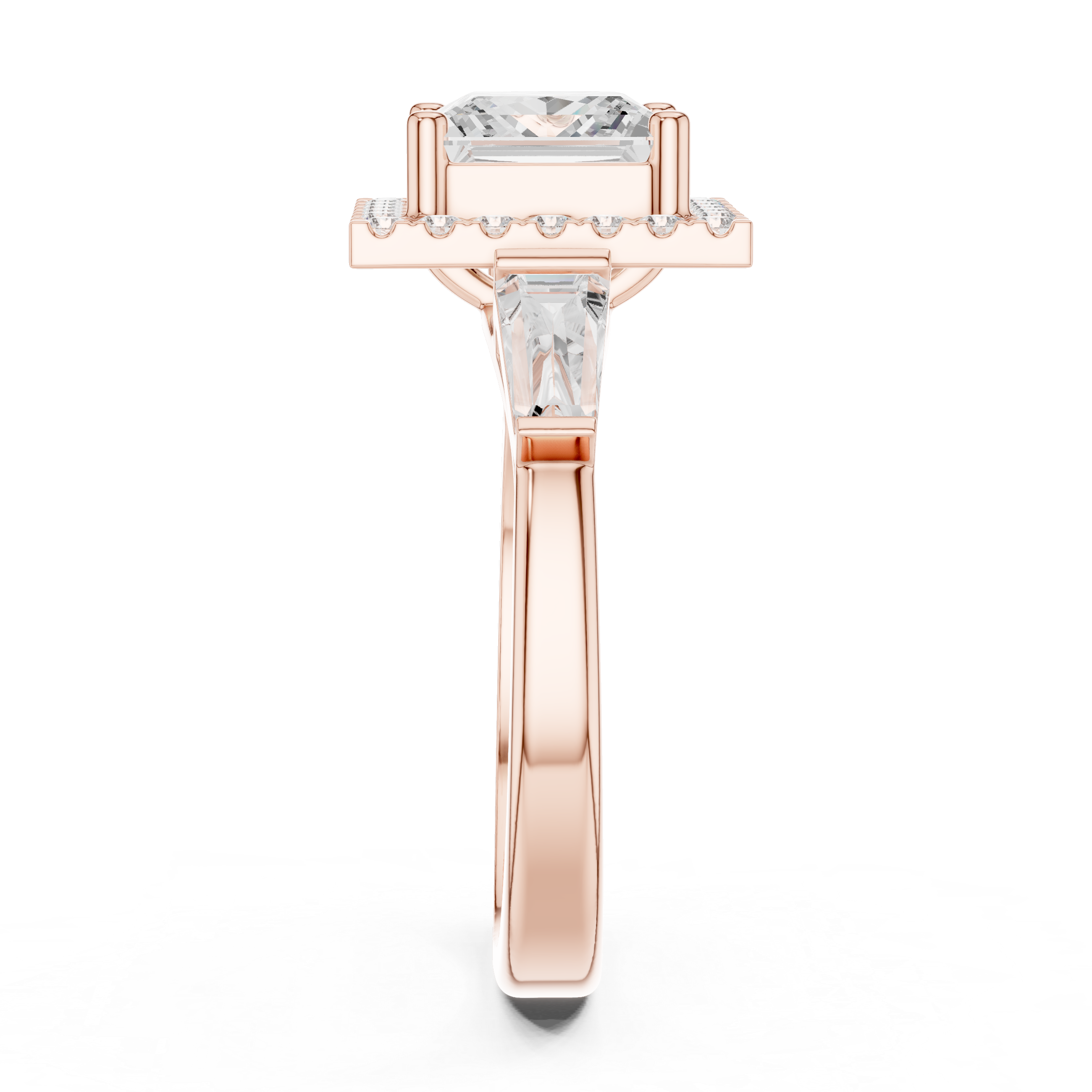 Princess Halo Three Stone Ring