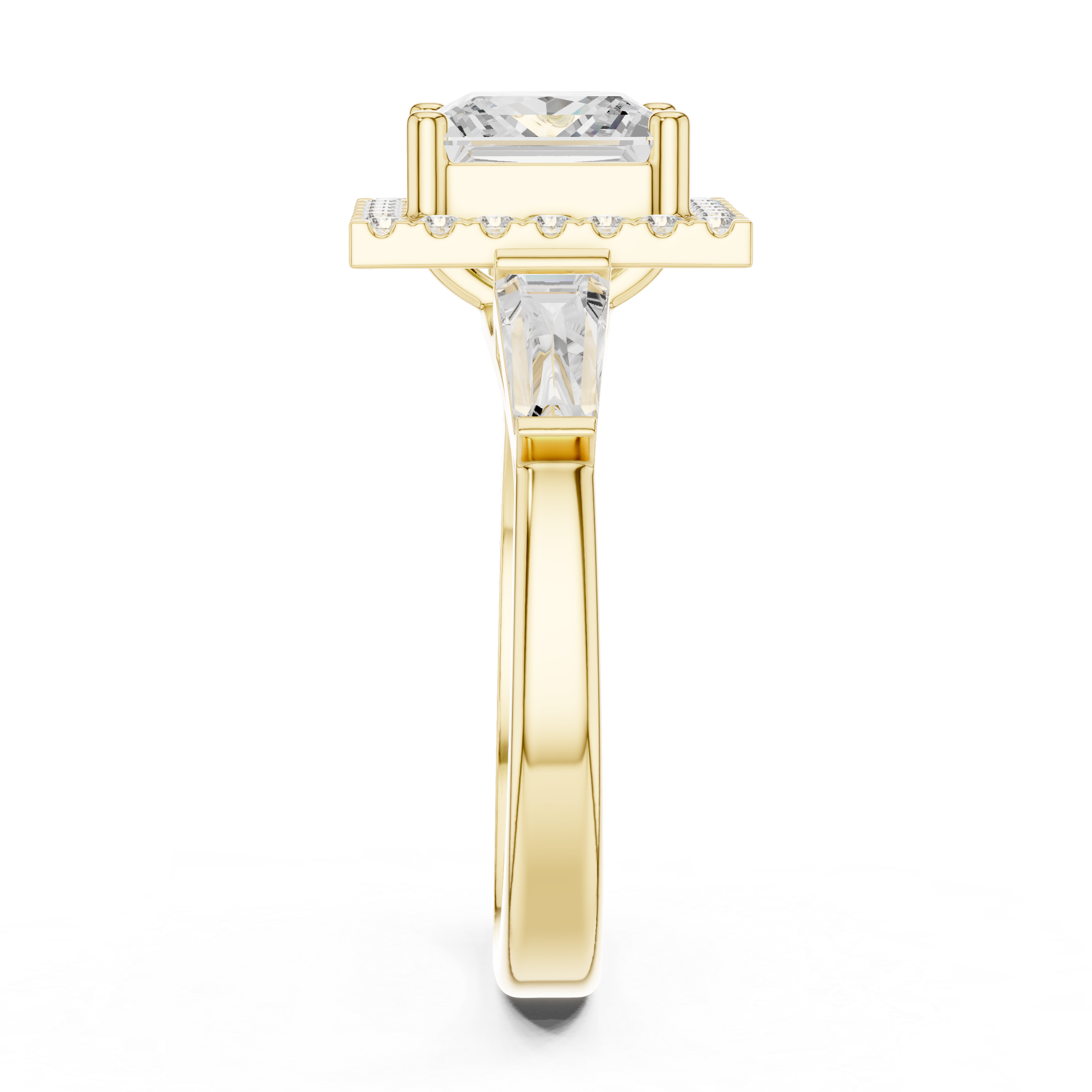 Princess Halo Three Stone Ring