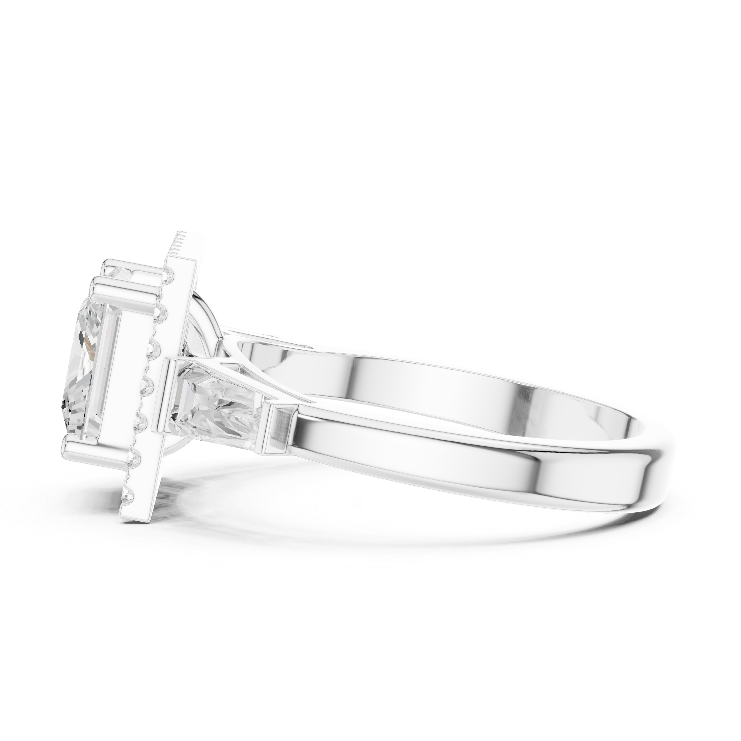 Princess Halo Three Stone Ring