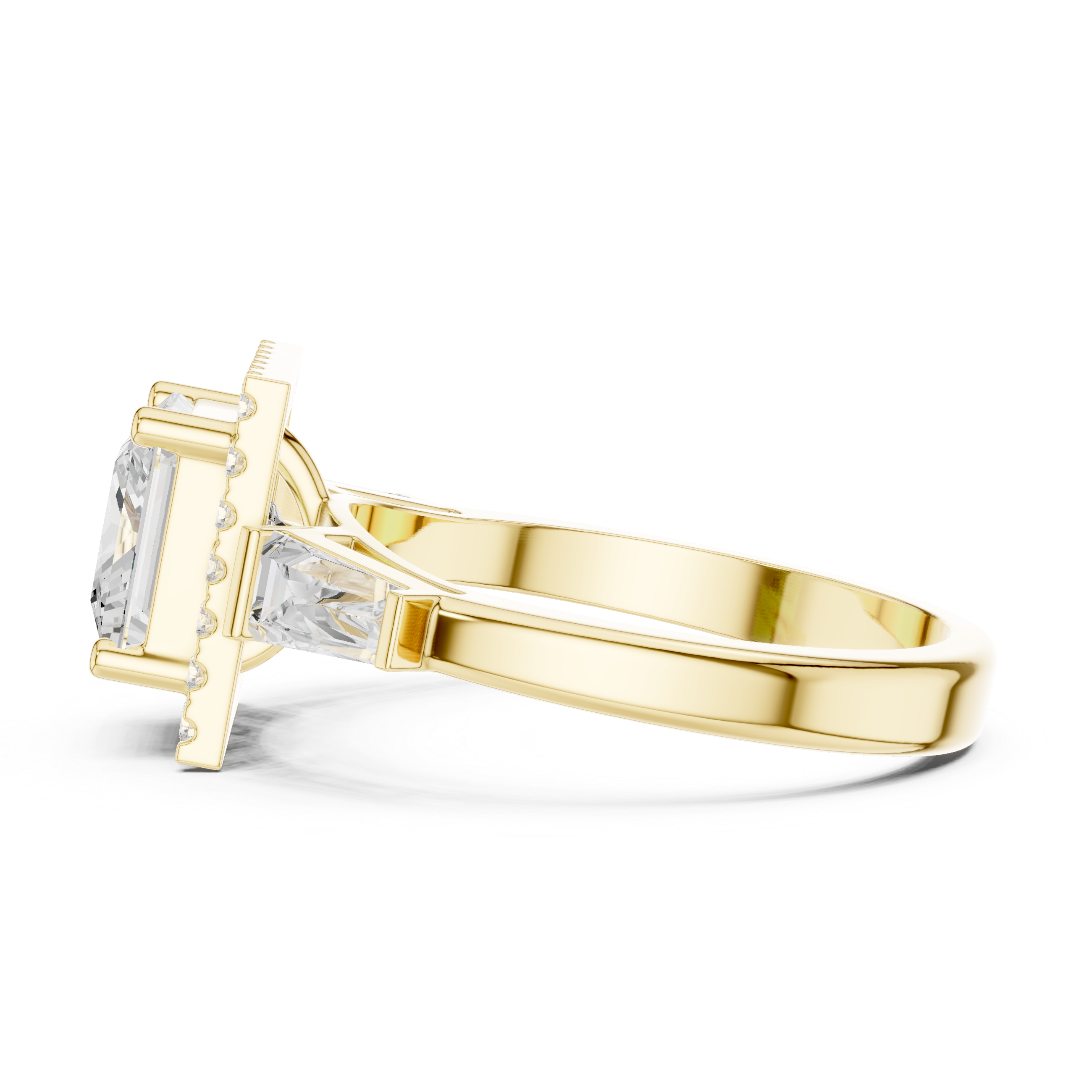 Princess Halo Three Stone Ring