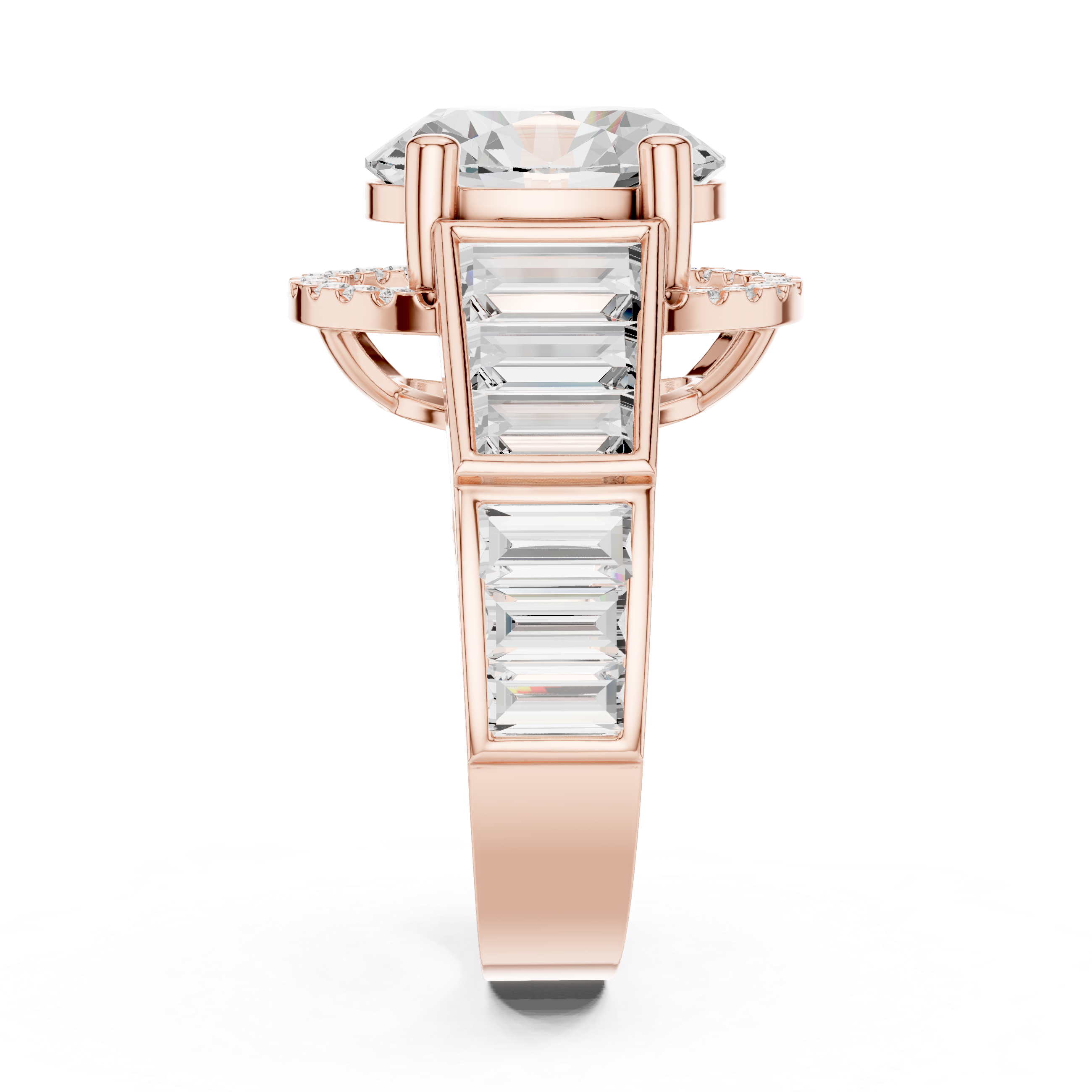 Oval Halo Baguette Engagement Ring