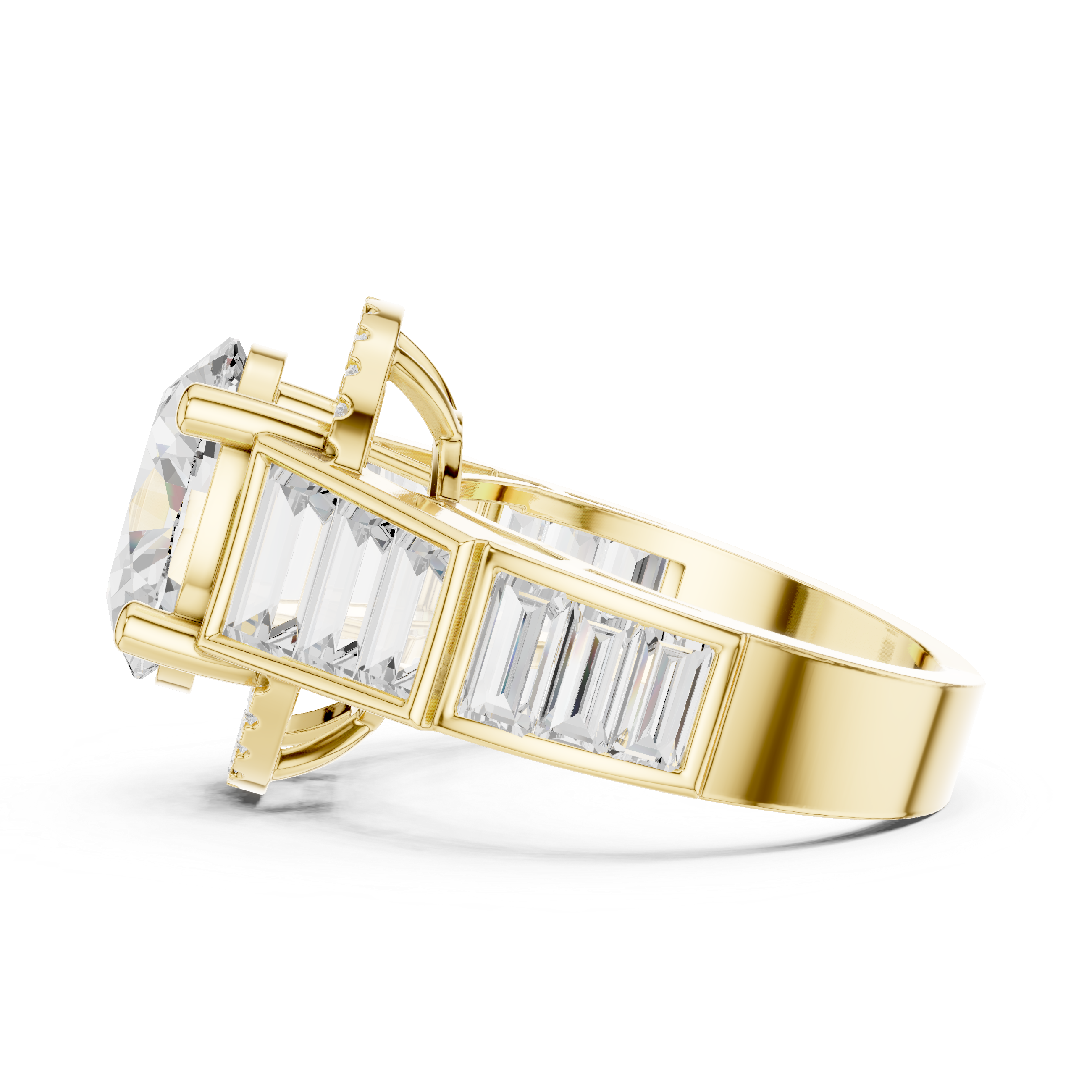 Oval Halo Baguette Engagement Ring