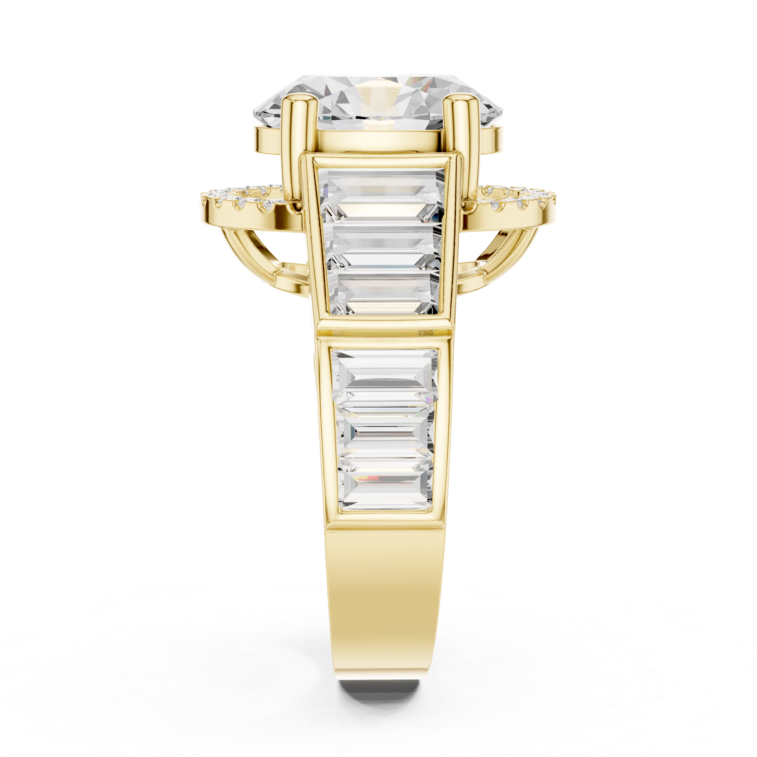 Oval Halo Baguette Engagement Ring