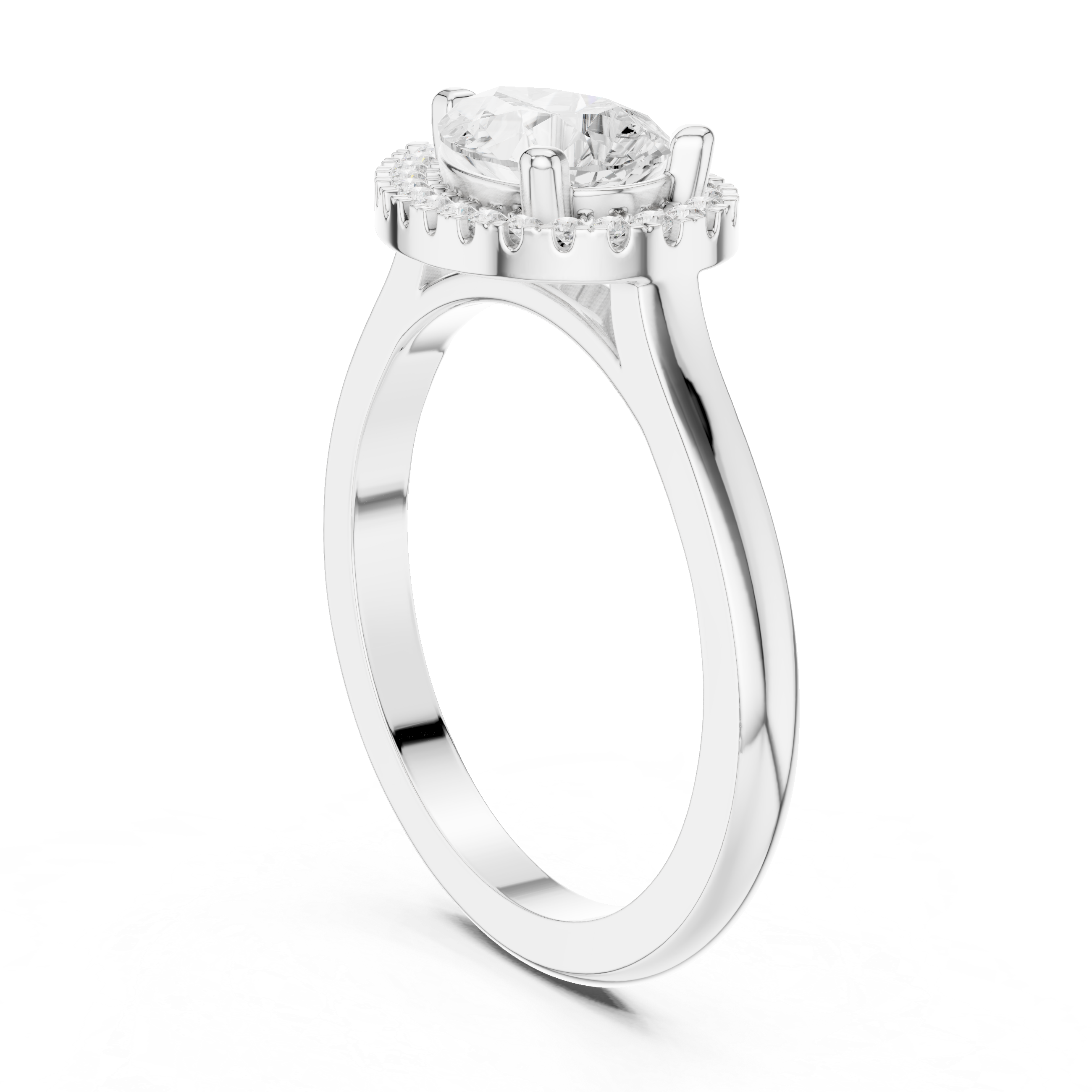 East-West Pear Halo Engagement Ring