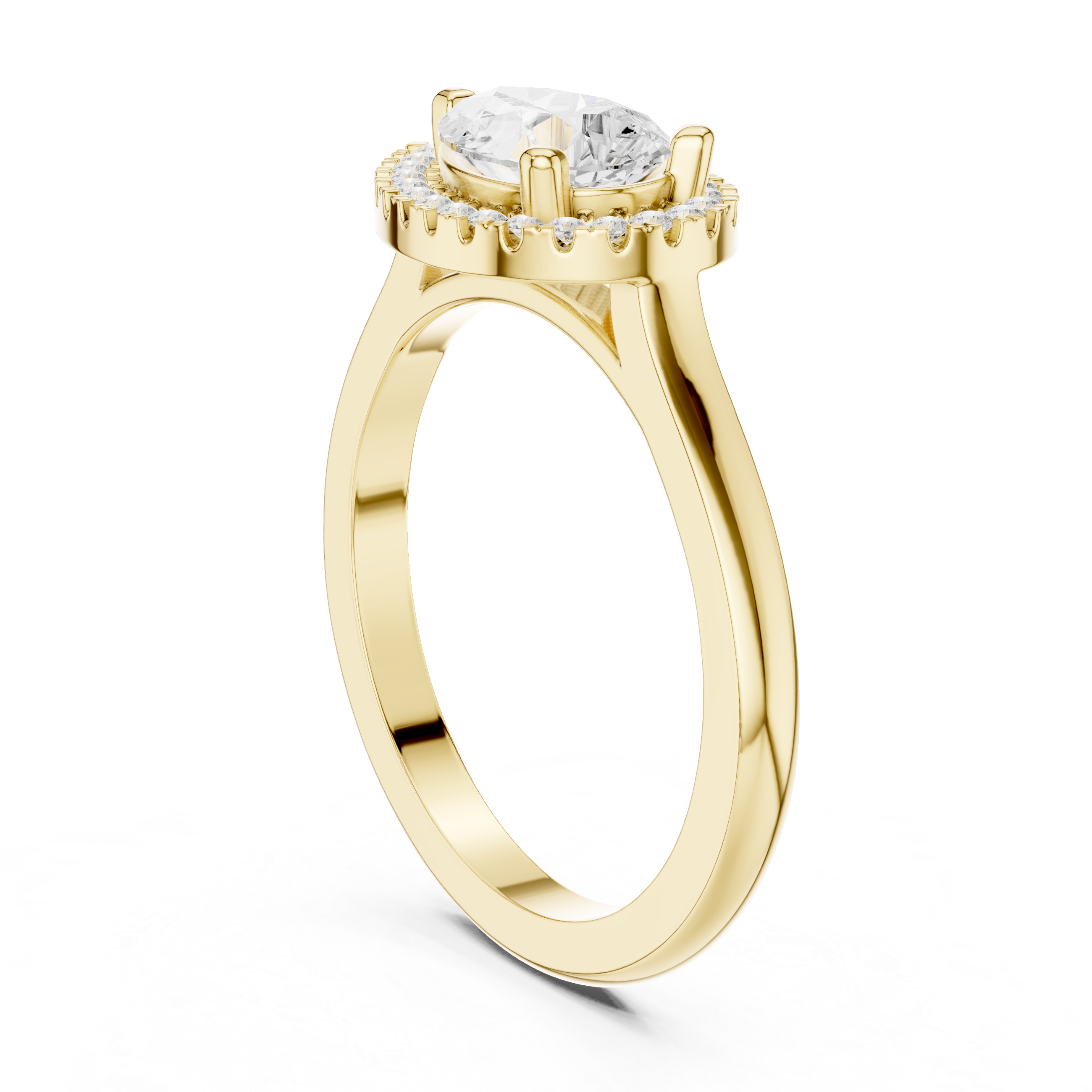 East-West Pear Halo Engagement Ring