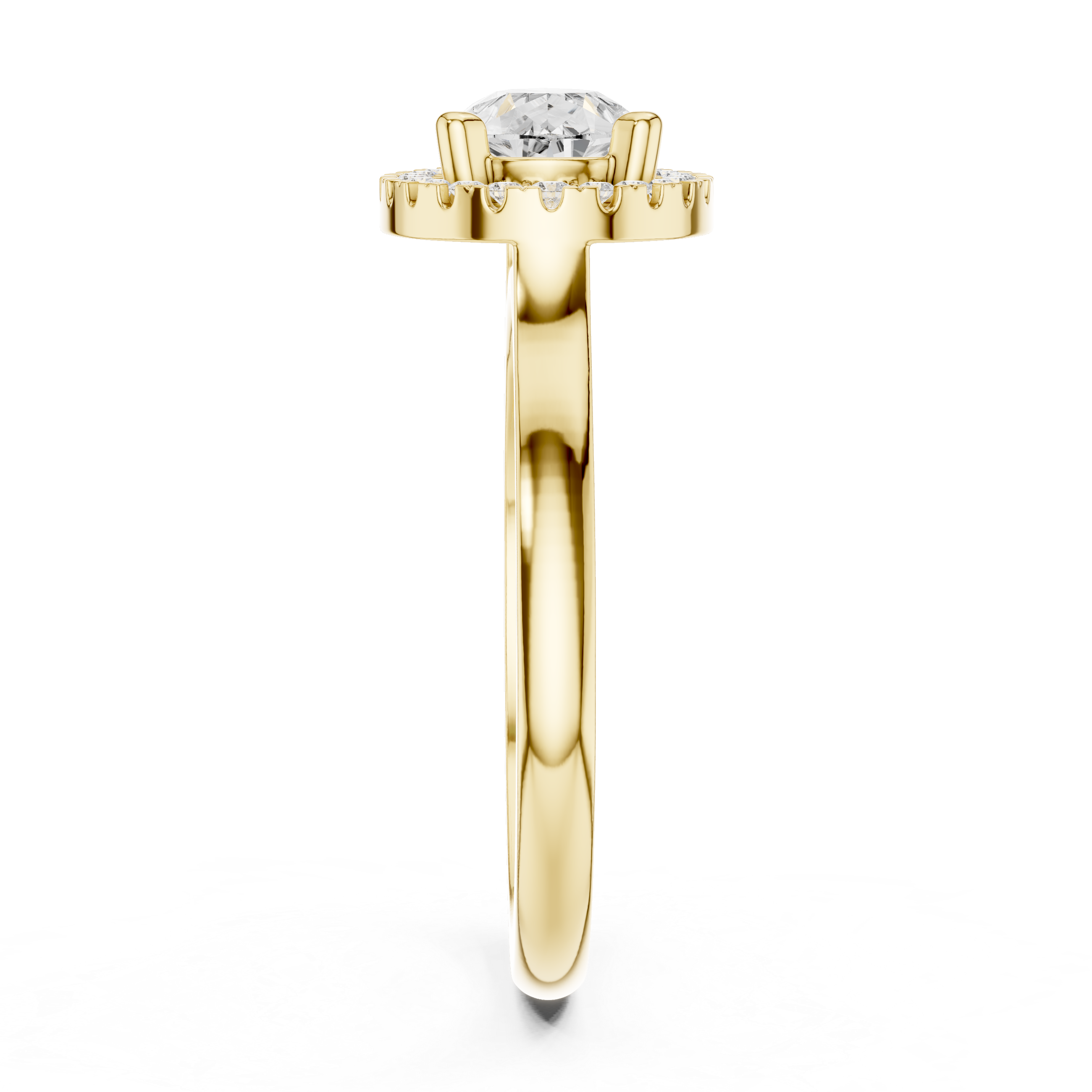 East-West Pear Halo Engagement Ring