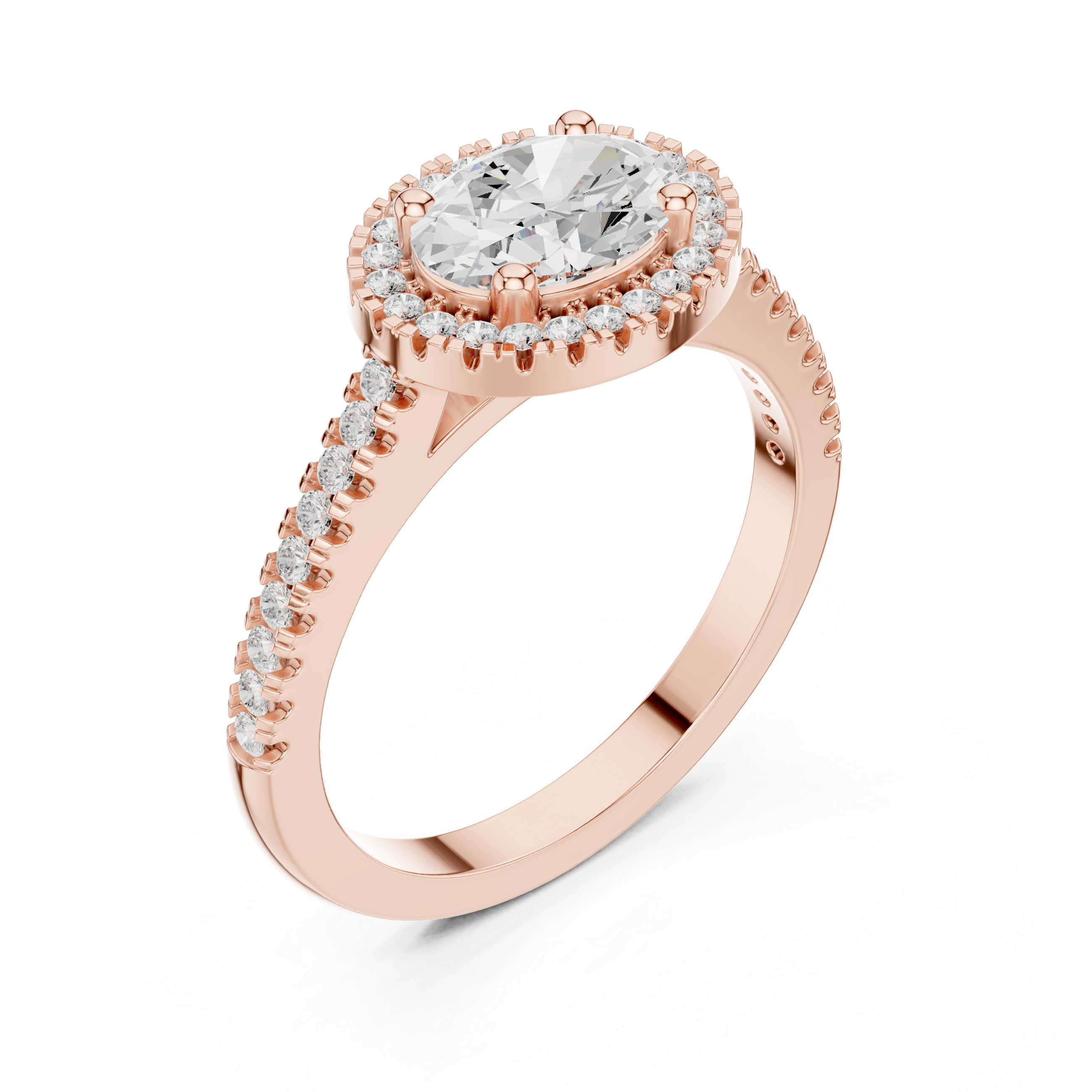 Oval-Cut Halo Pavé Engagement Ring