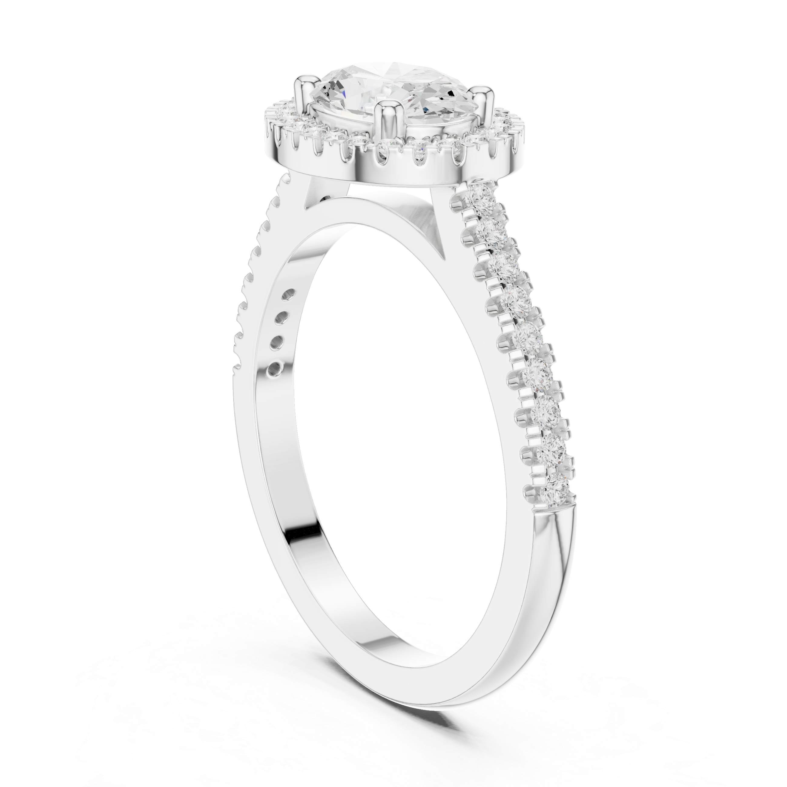 Oval-Cut Halo Pavé Engagement Ring
