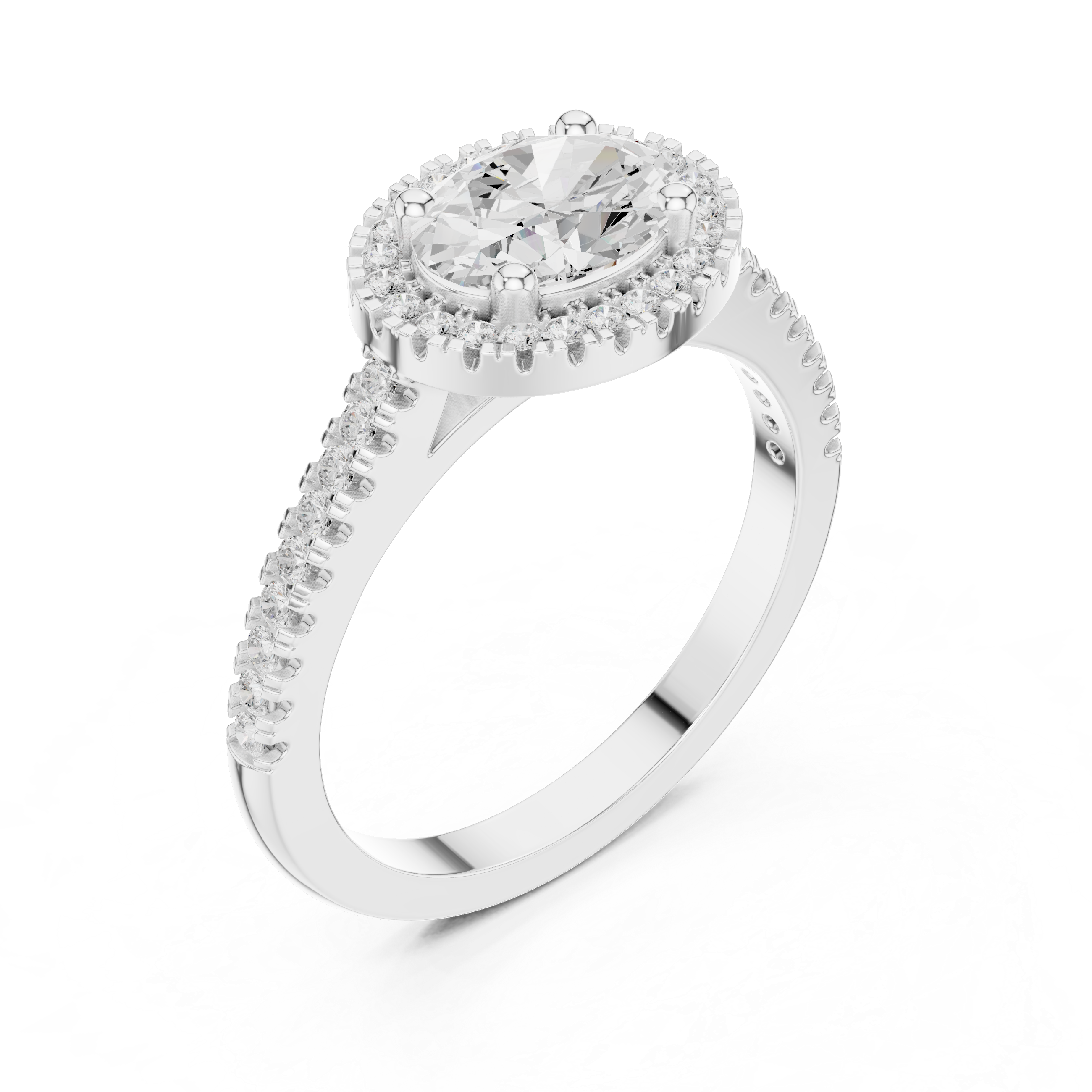 Oval-Cut Halo Pavé Engagement Ring