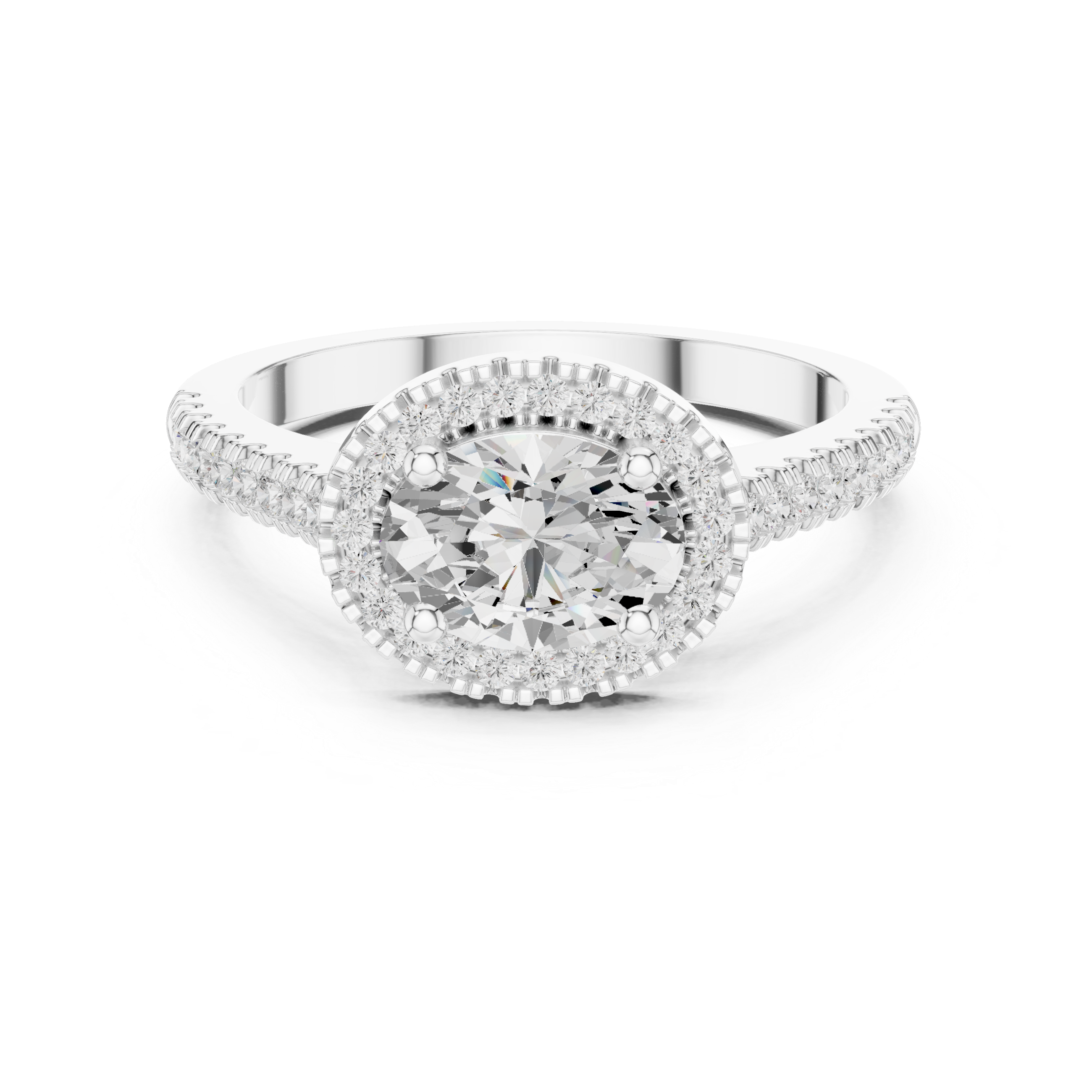 Oval-Cut Halo Pavé Engagement Ring