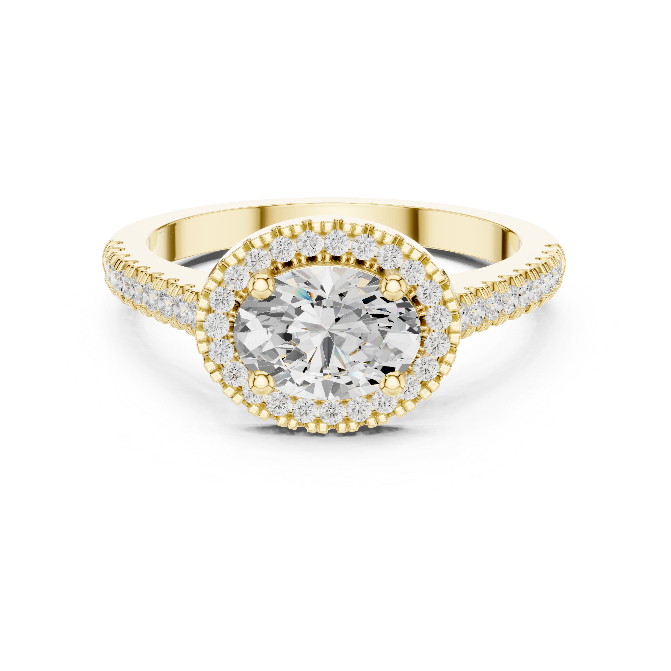 Oval-Cut Halo Pavé Engagement Ring