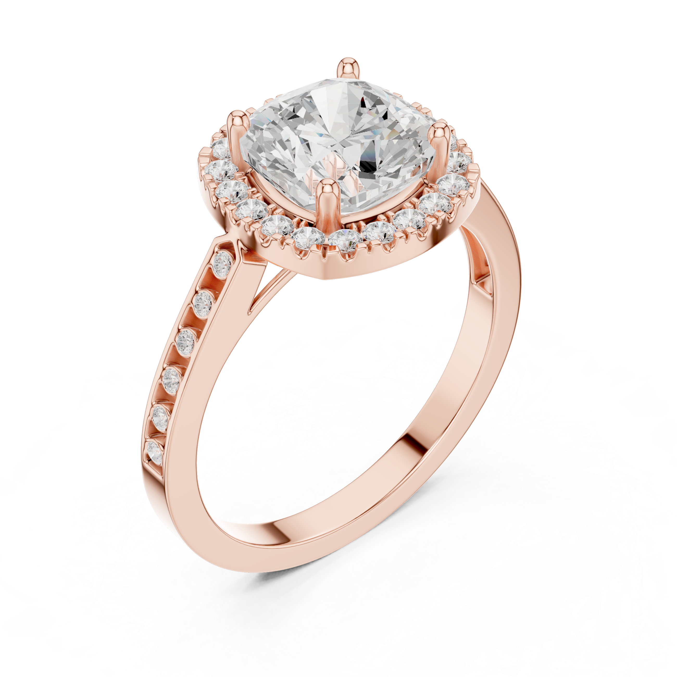 Cushion-Cut Diamond Halo Engagement Ring