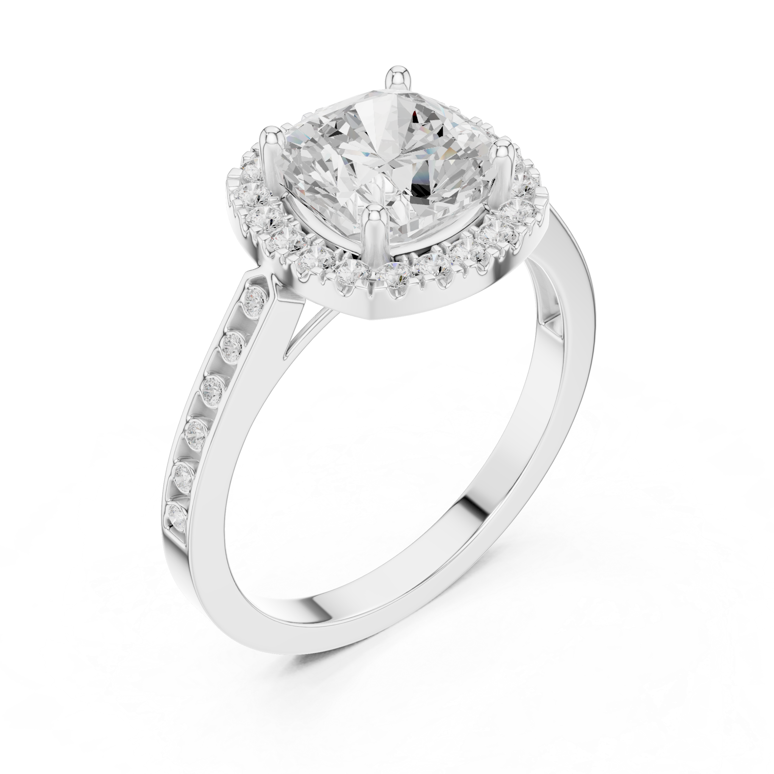 Cushion-Cut Diamond Halo Engagement Ring