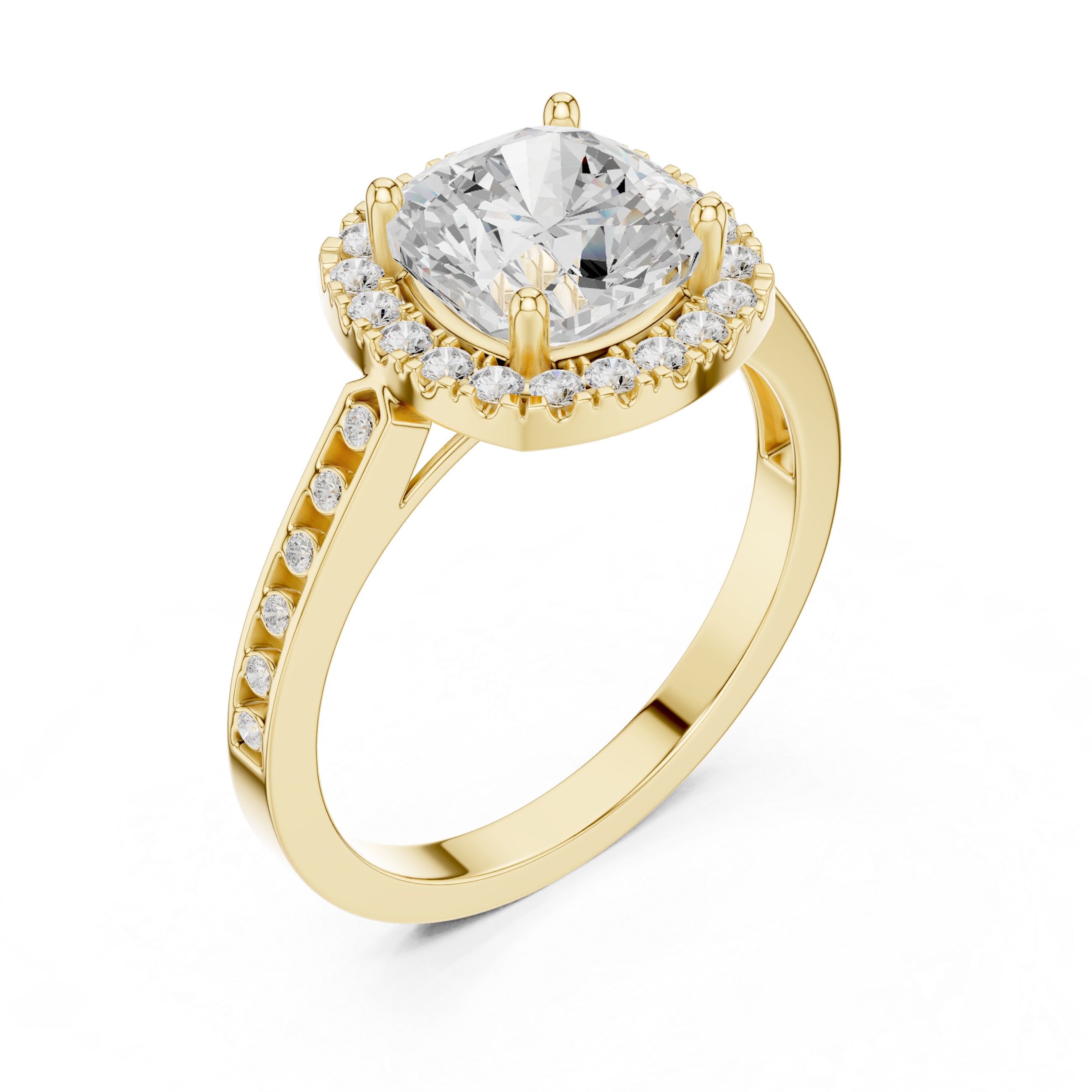 Cushion-Cut Diamond Halo Engagement Ring