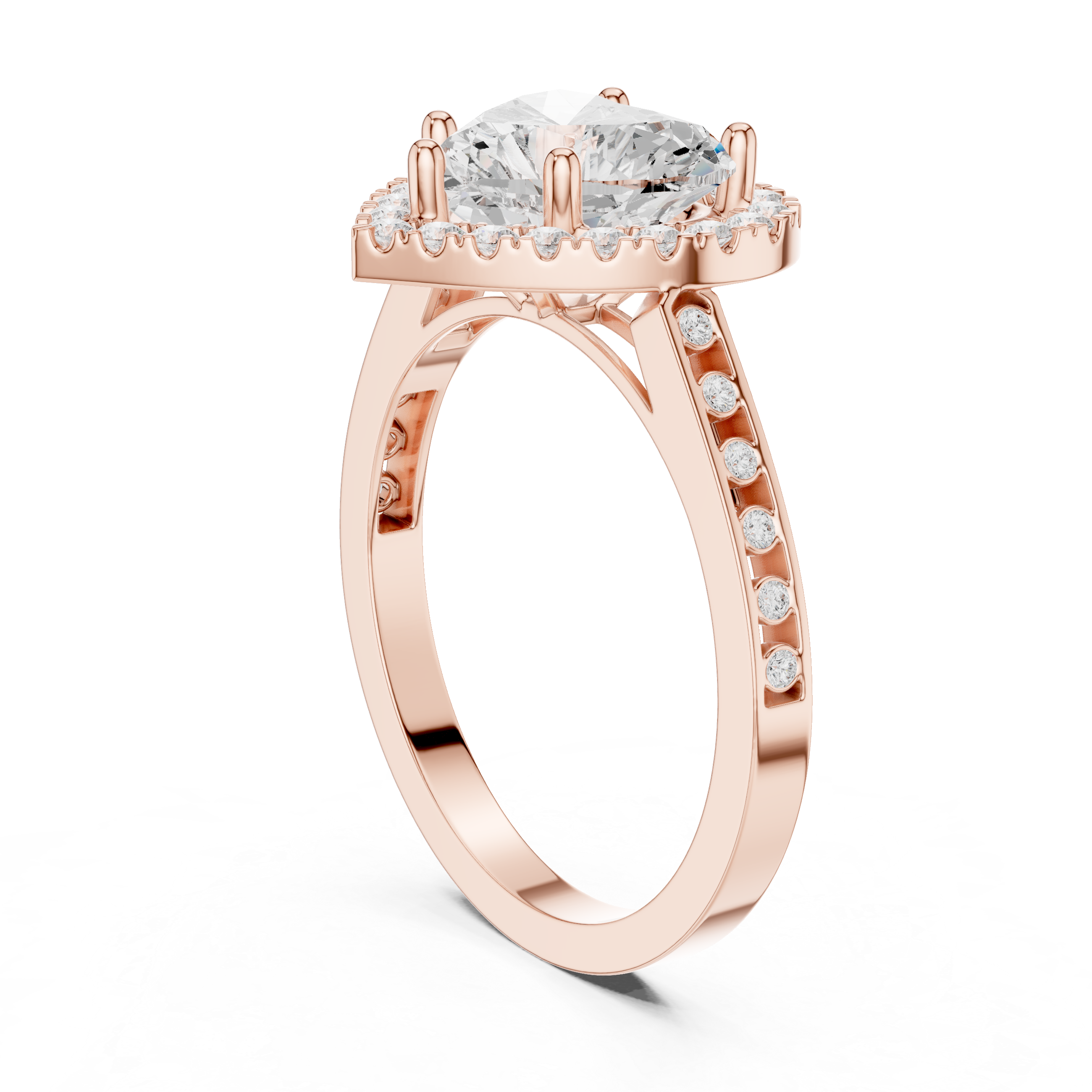 Heart-Cut Diamond Halo Engagement Ring