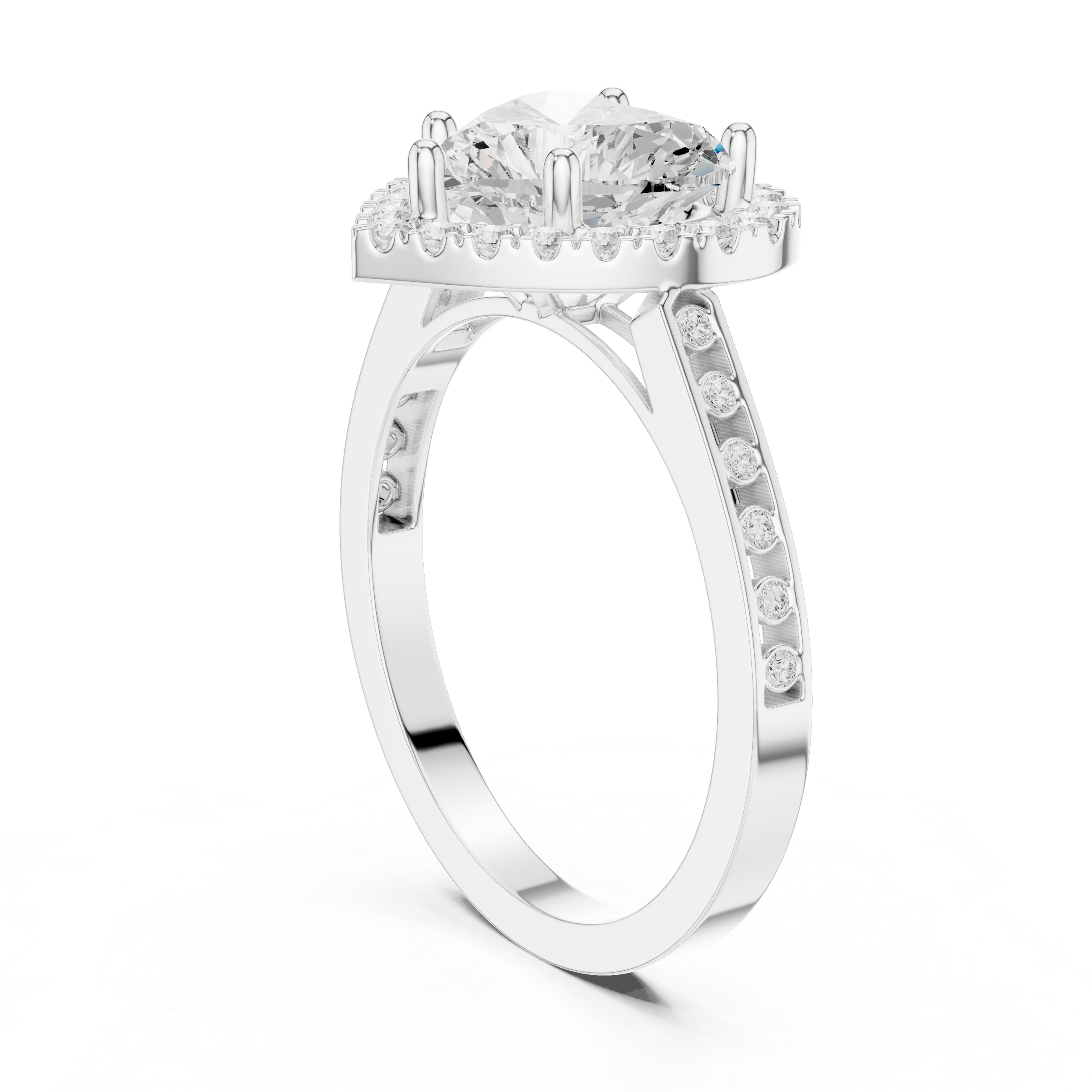Heart-Cut Diamond Halo Engagement Ring