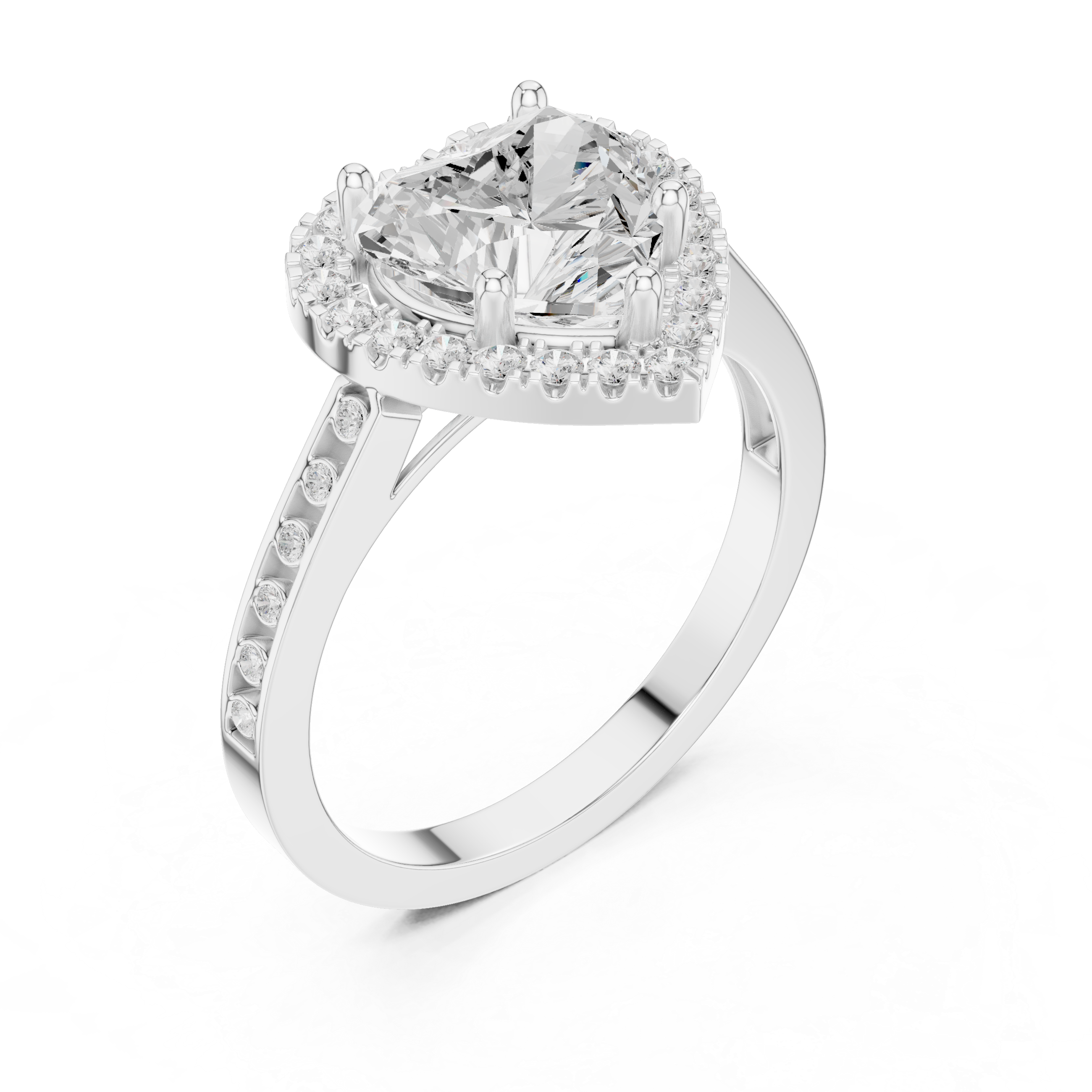 Heart-Cut Diamond Halo Engagement Ring