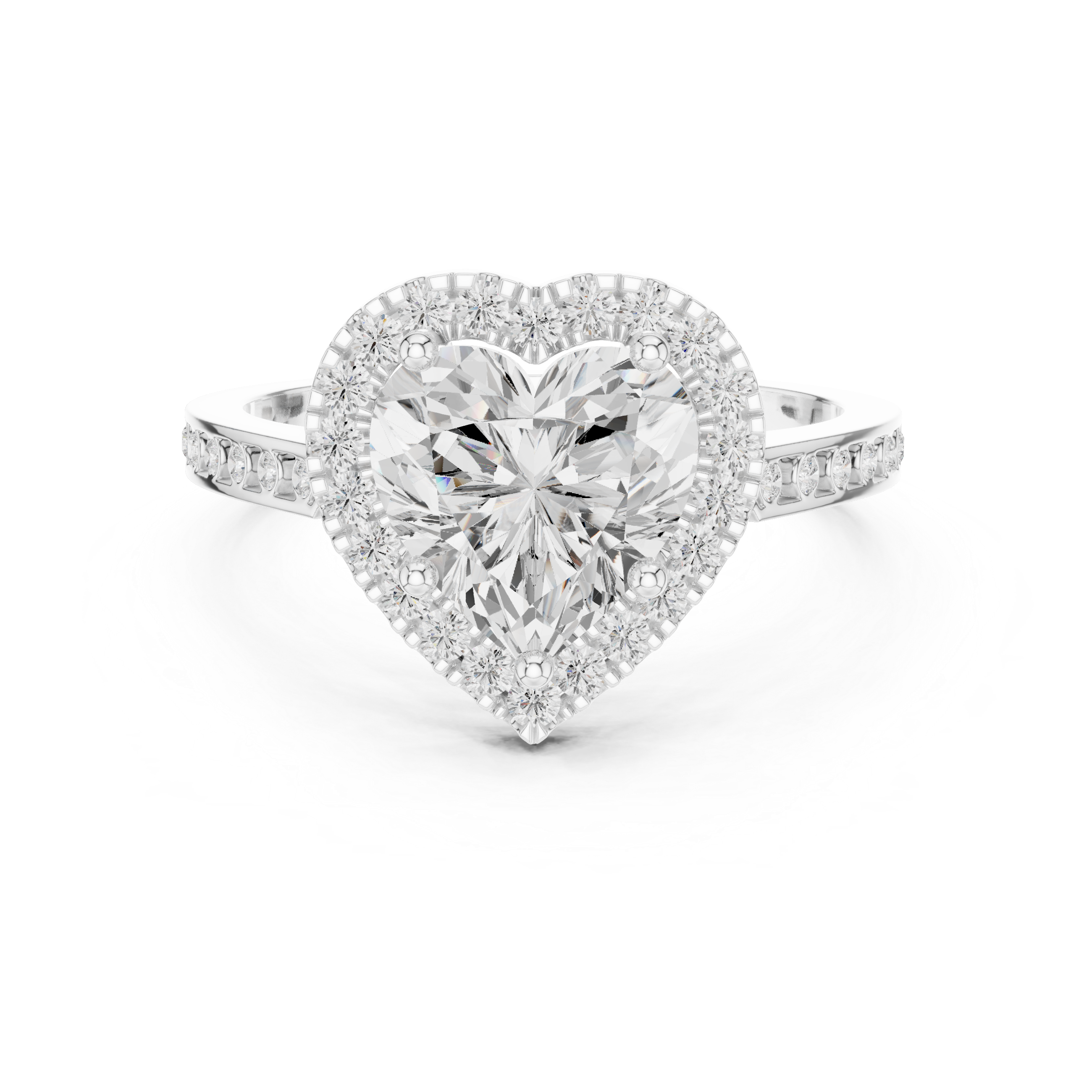 Heart-Cut Diamond Halo Engagement Ring