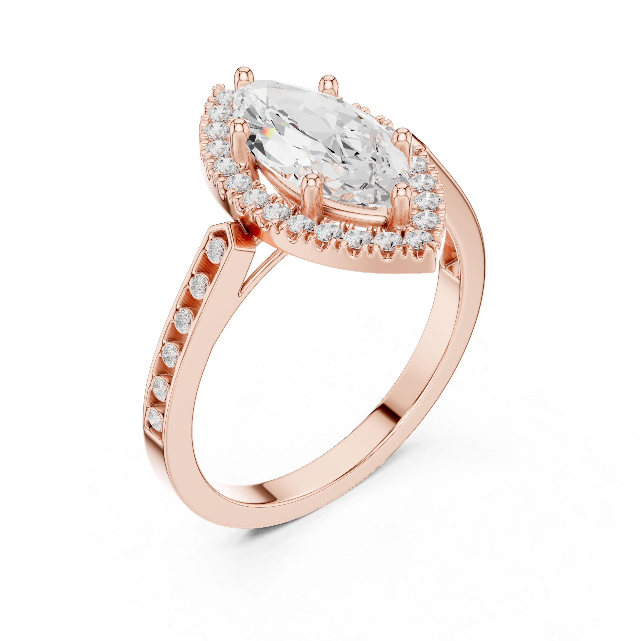 Marquise-Cut Diamond Halo Engagement Ring