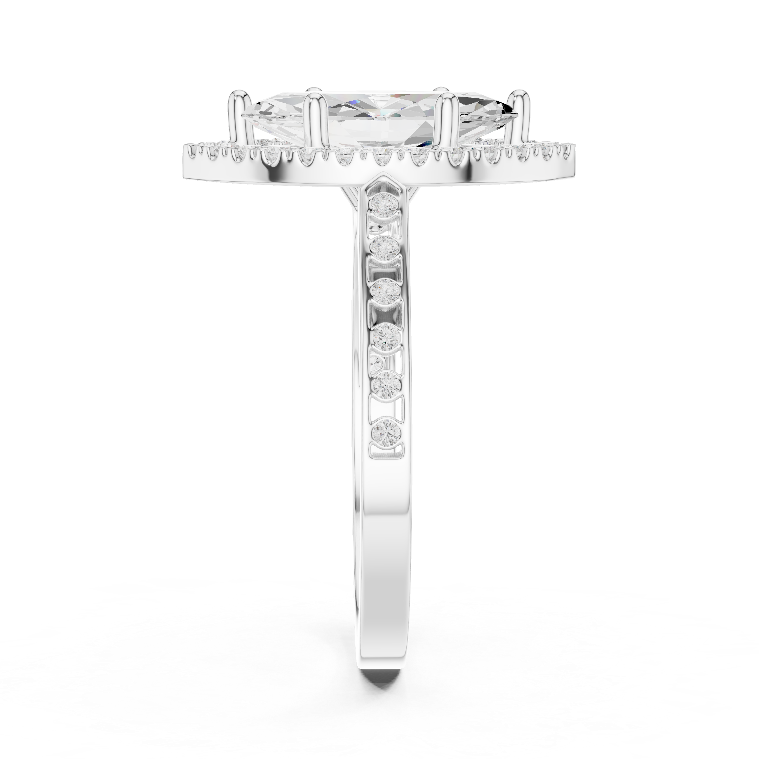 Marquise-Cut Diamond Halo Engagement Ring