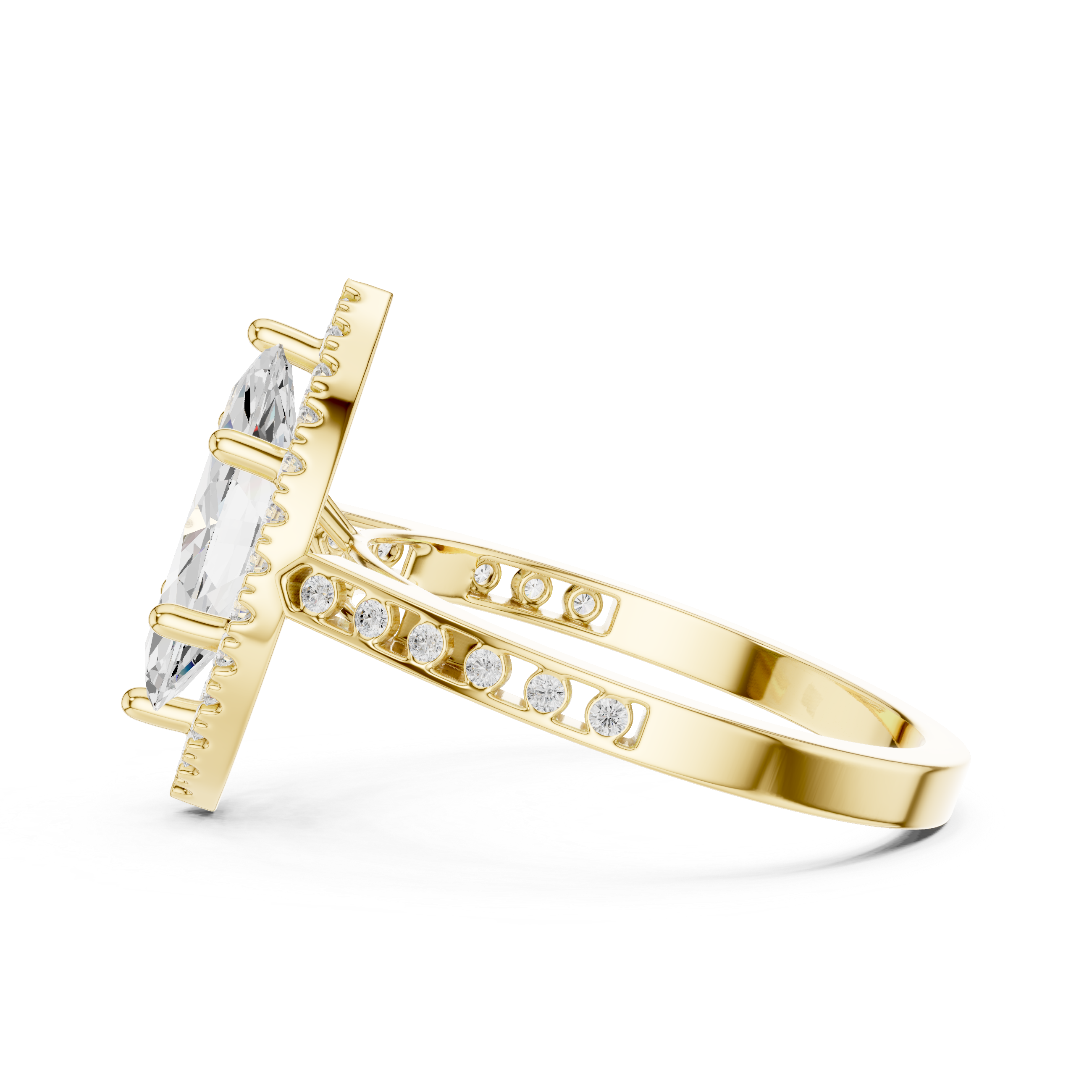 Marquise-Cut Diamond Halo Engagement Ring