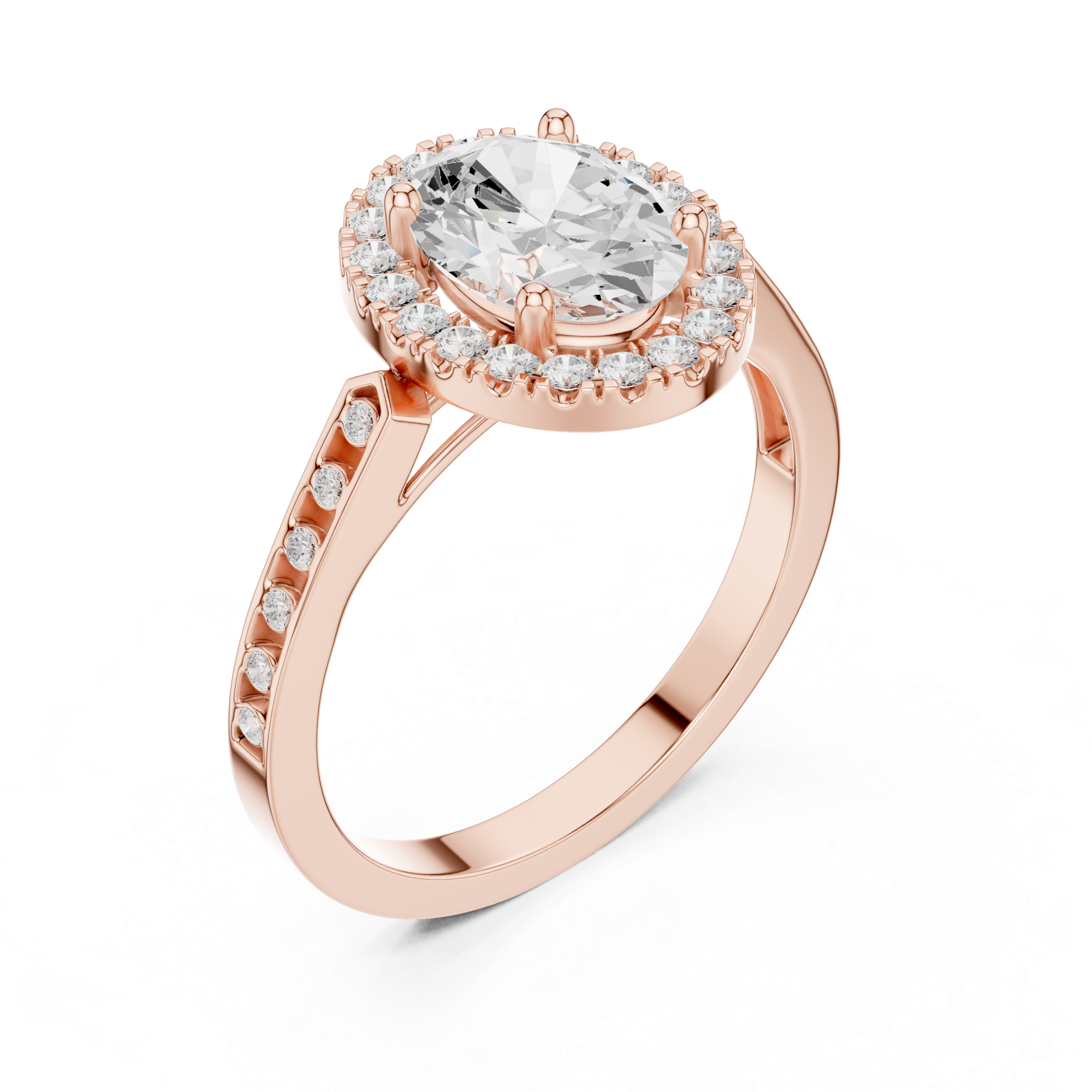 Oval-Cut Diamond Halo Engagement Ring