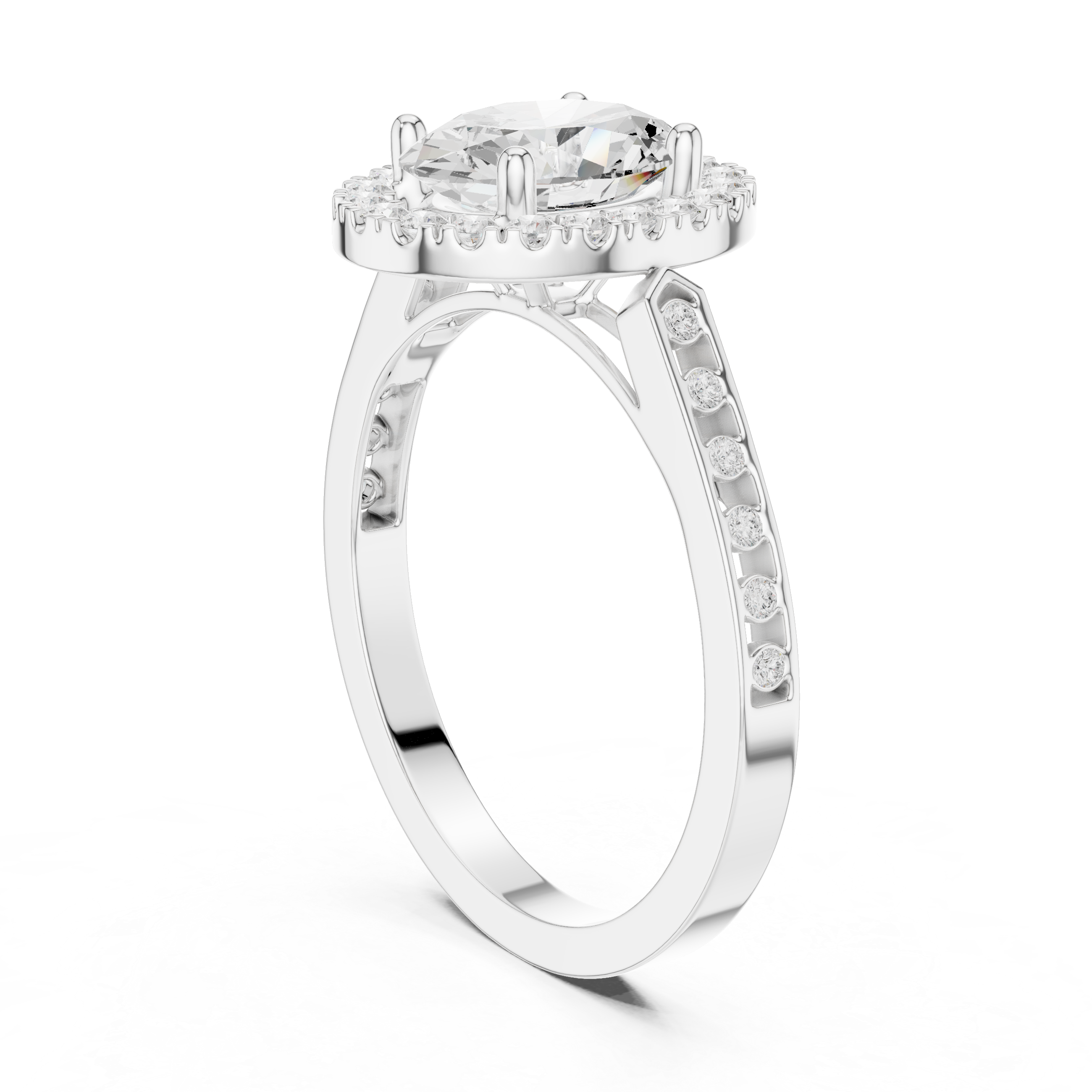 Oval-Cut Diamond Halo Engagement Ring