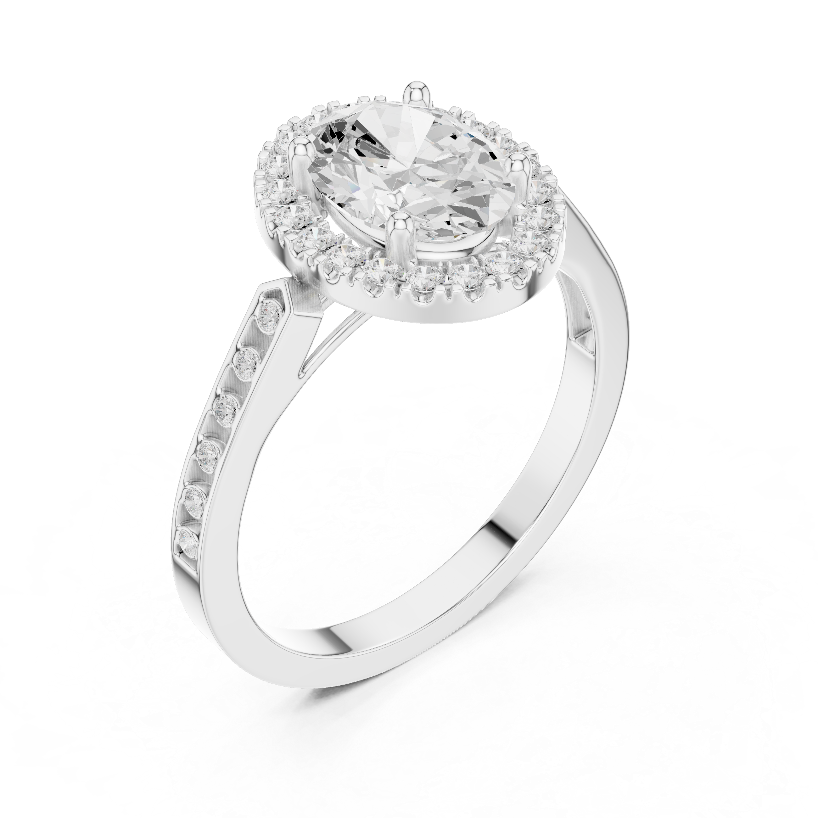 Oval-Cut Diamond Halo Engagement Ring