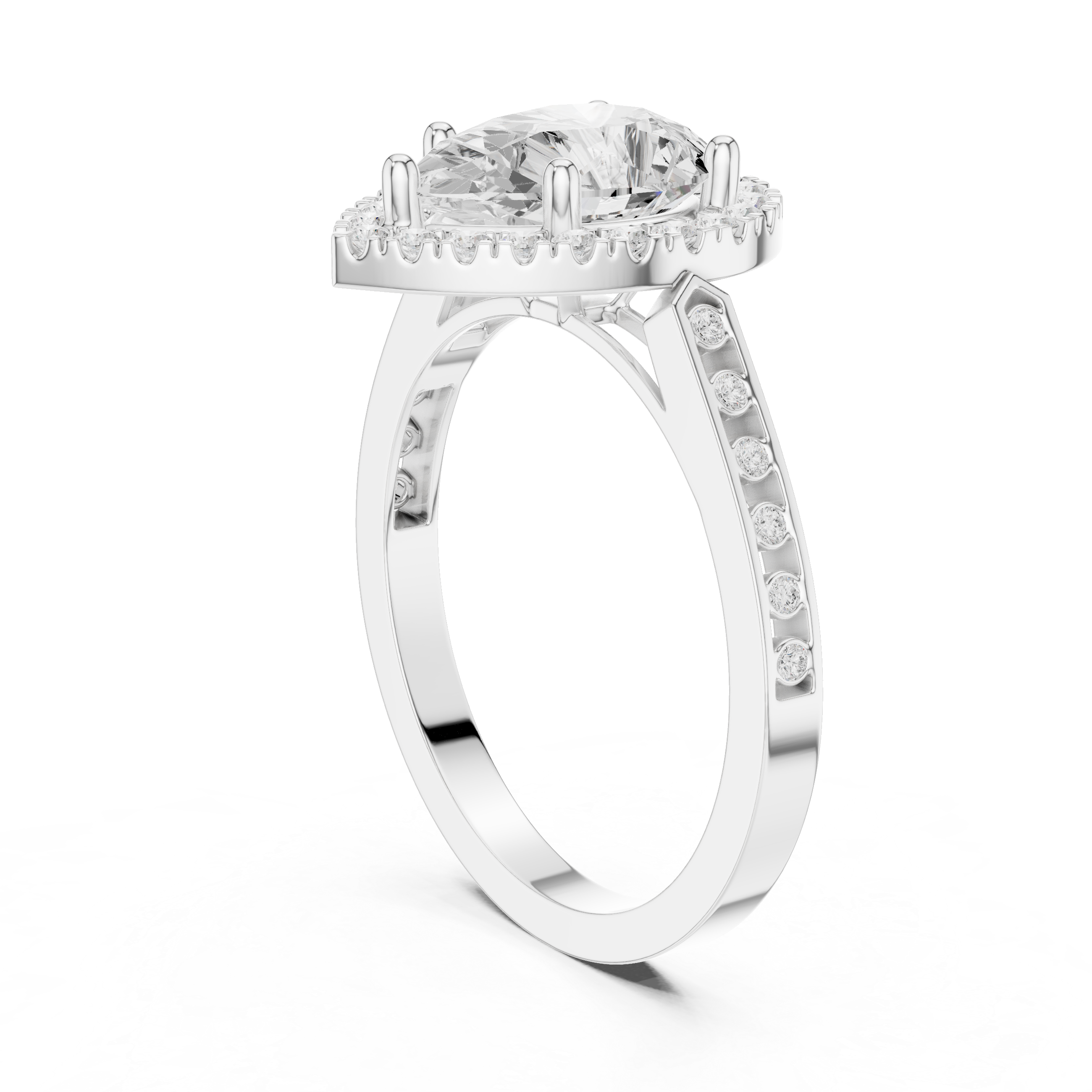 Pear-Cut Diamond Halo Engagement Ring