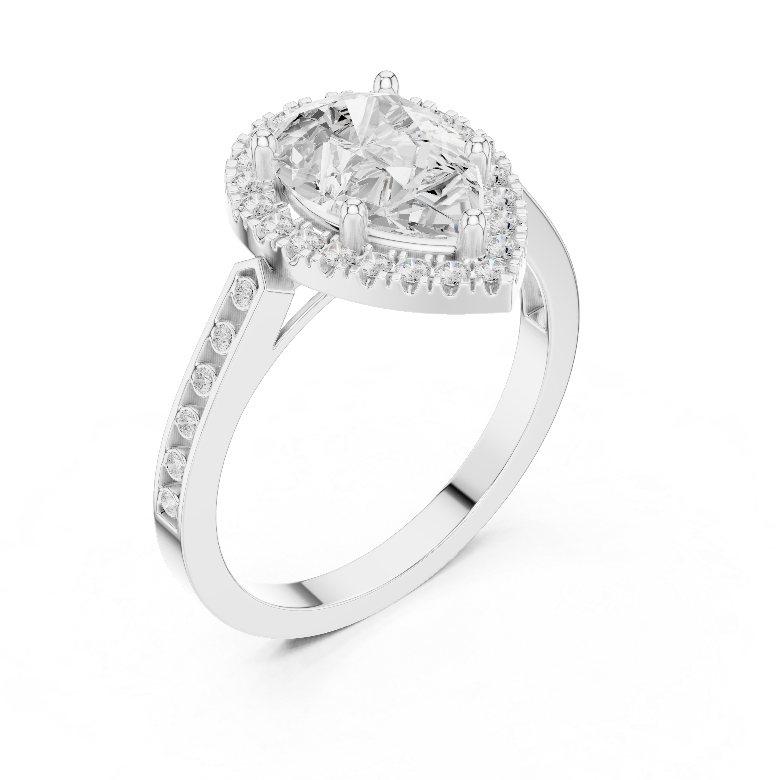 Pear-Cut Diamond Halo Engagement Ring
