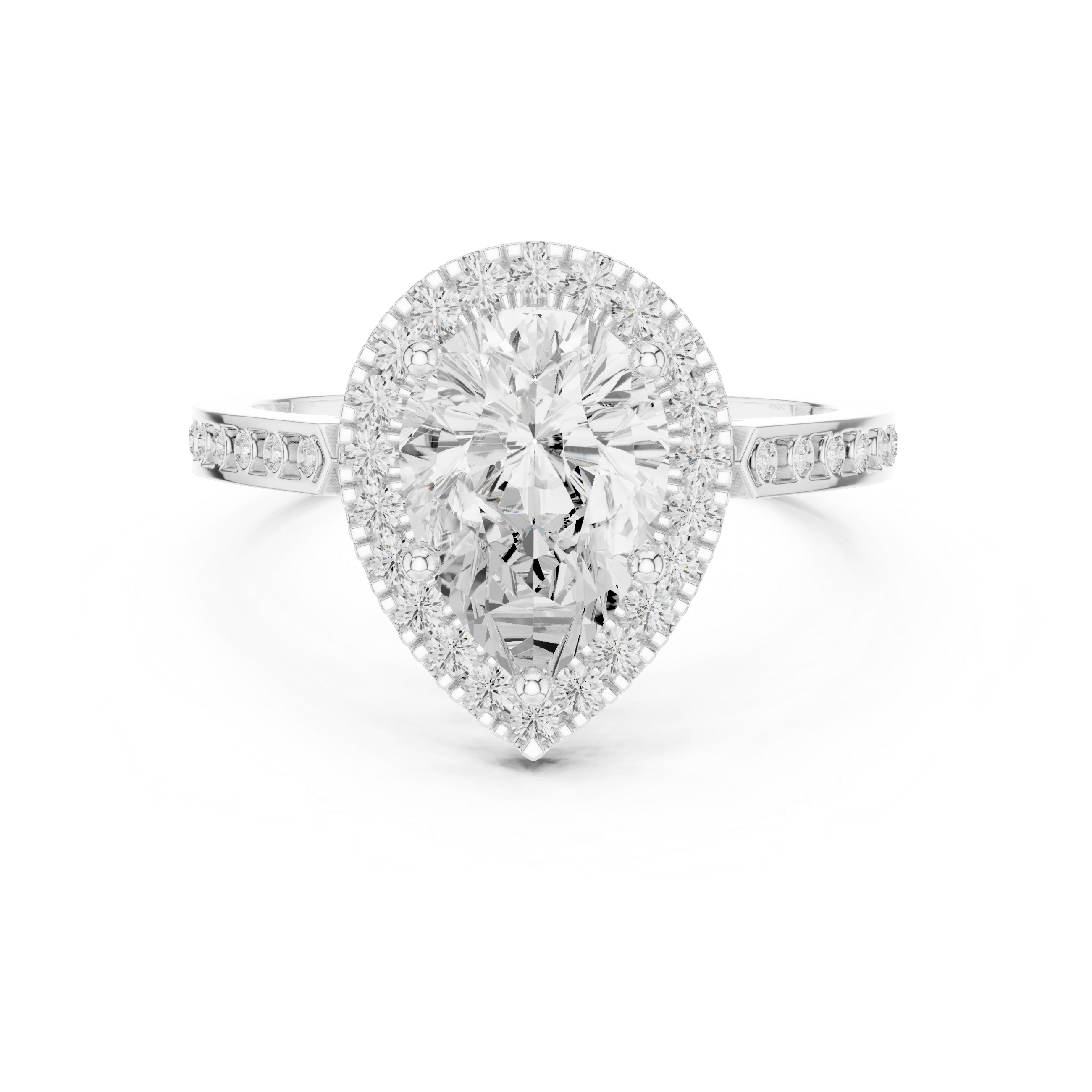 Pear-Cut Diamond Halo Engagement Ring