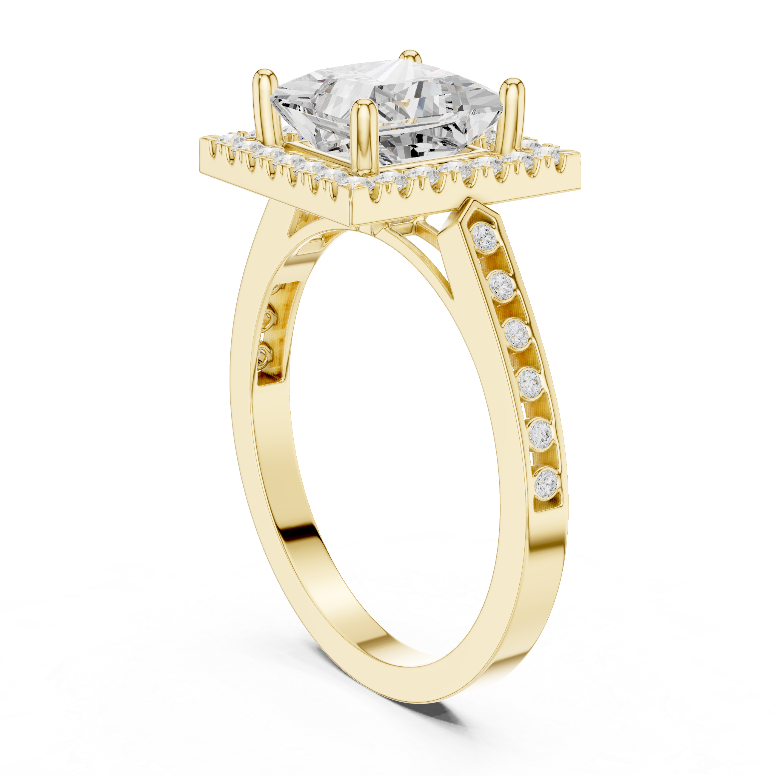 Princess-Cut Diamond Halo Engagement Ring