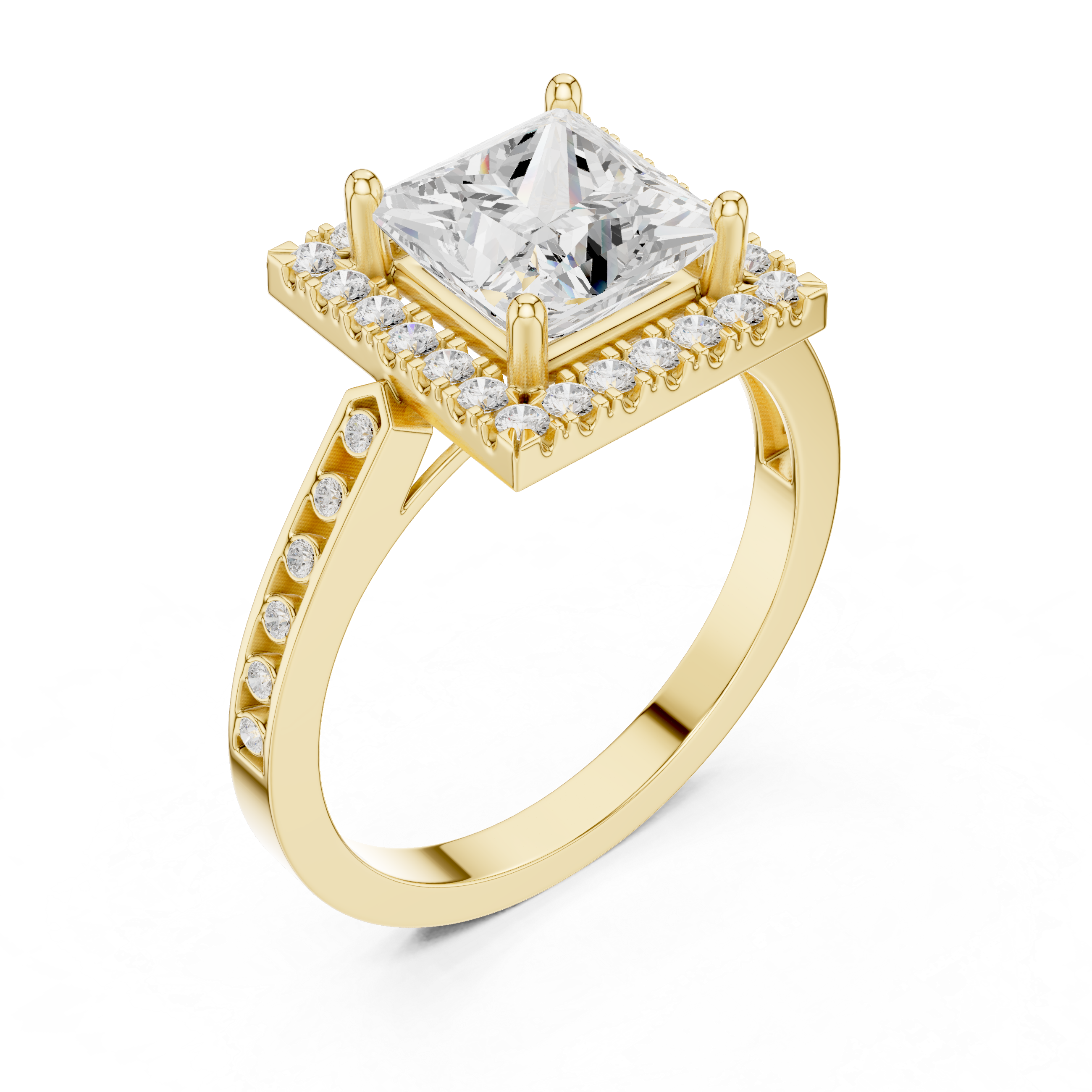 Princess-Cut Diamond Halo Engagement Ring