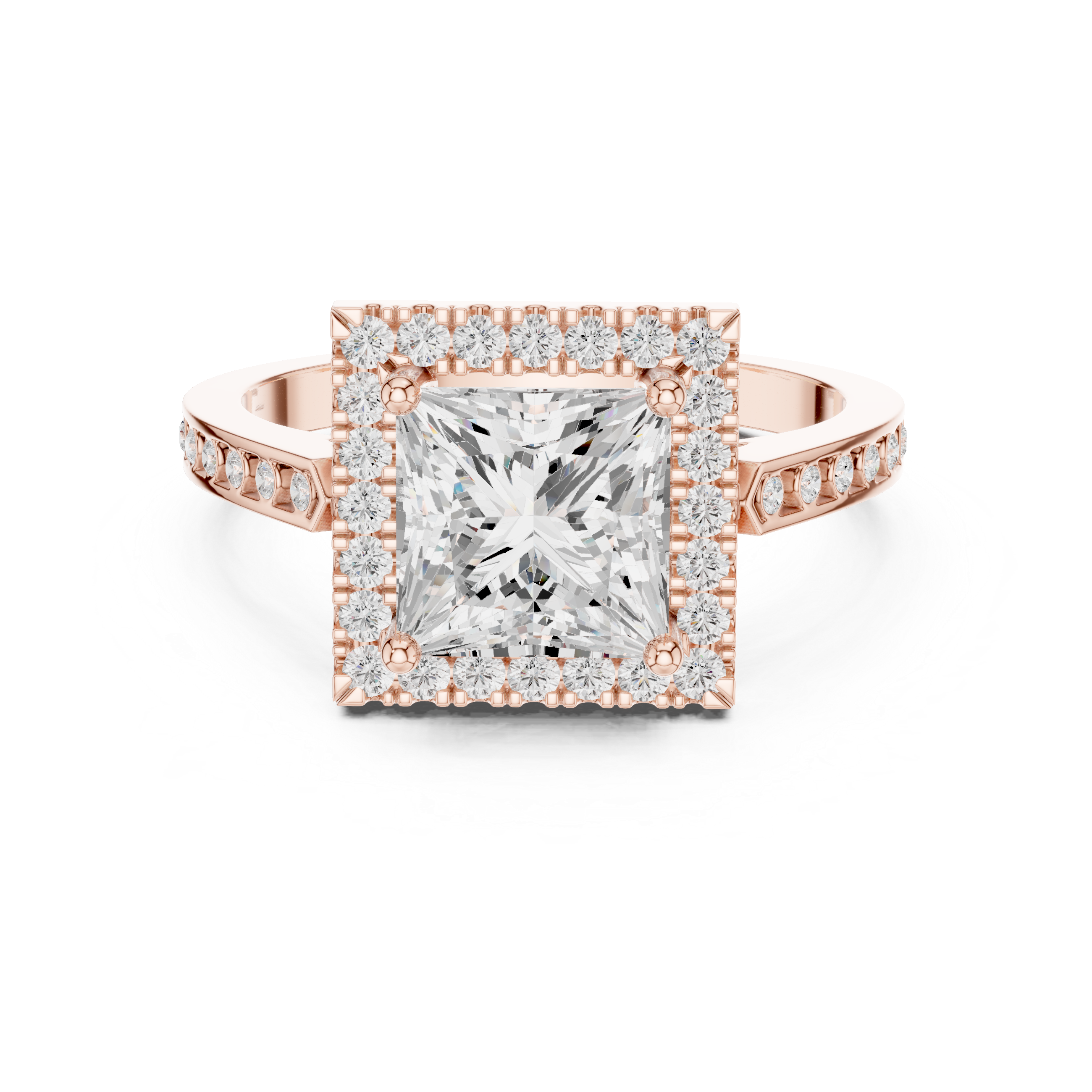 Princess-Cut Diamond Halo Engagement Ring