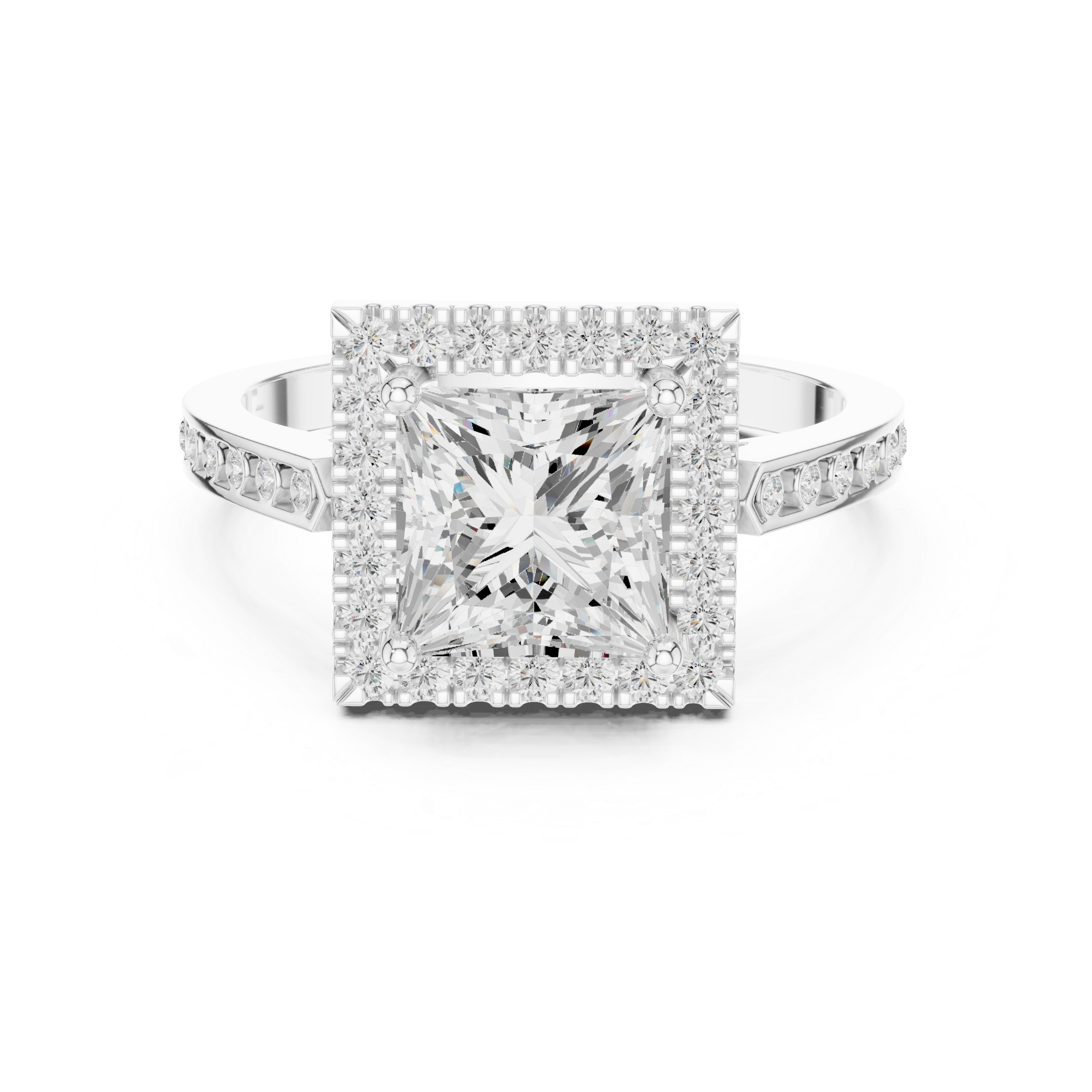 Princess-Cut Diamond Halo Engagement Ring