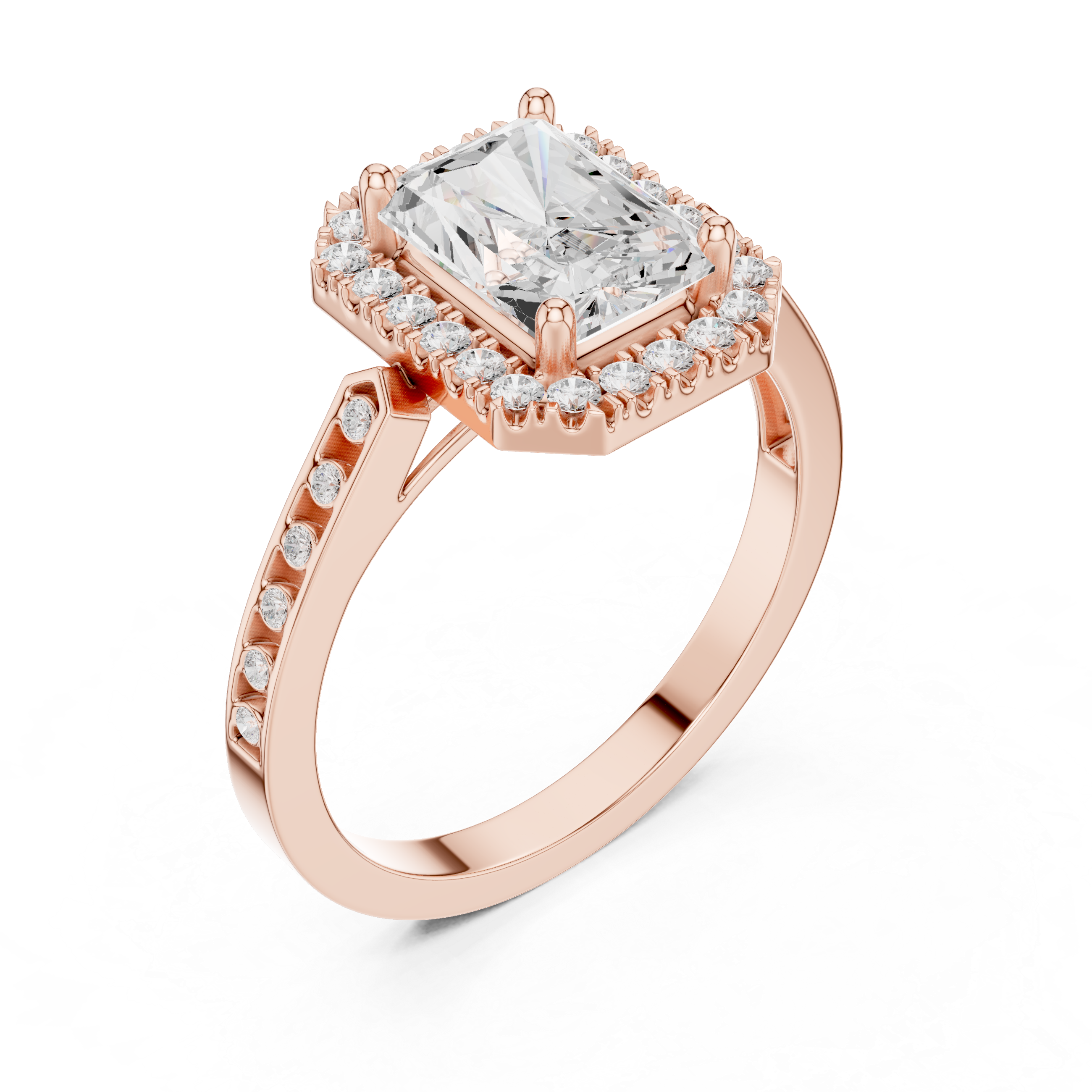 Radiant-Cut Diamond Halo Engagement Ring