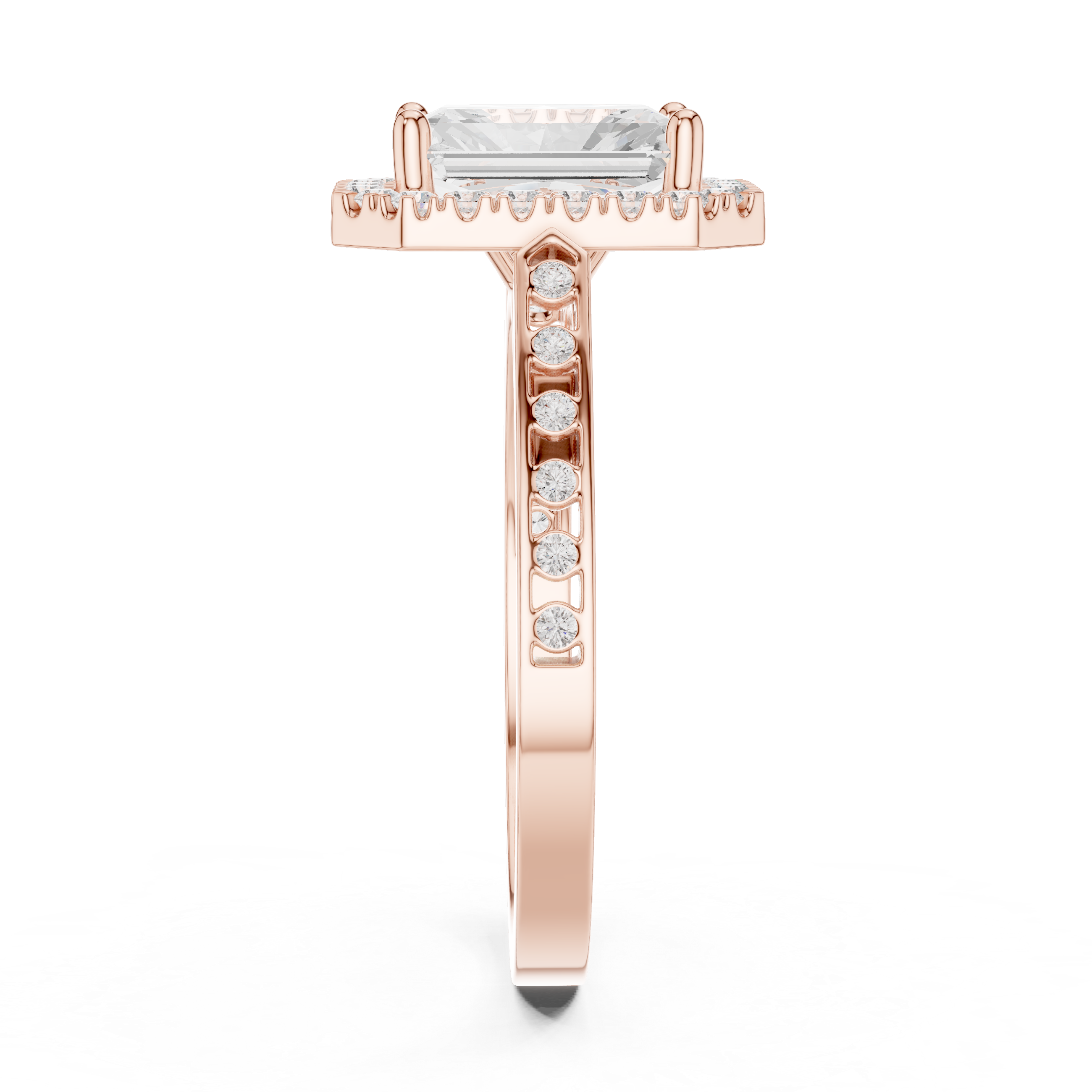 Radiant-Cut Diamond Halo Engagement Ring