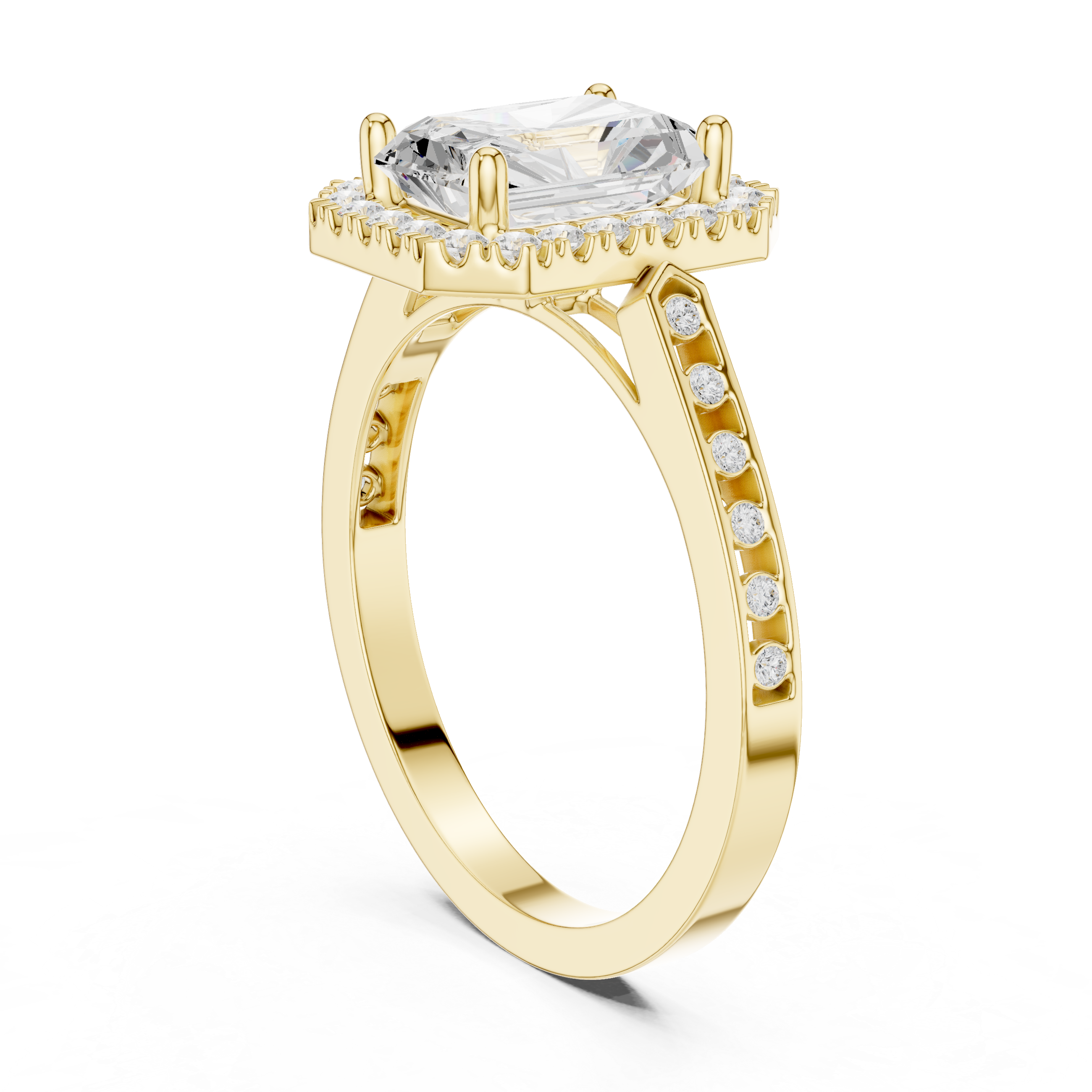 Radiant-Cut Diamond Halo Engagement Ring