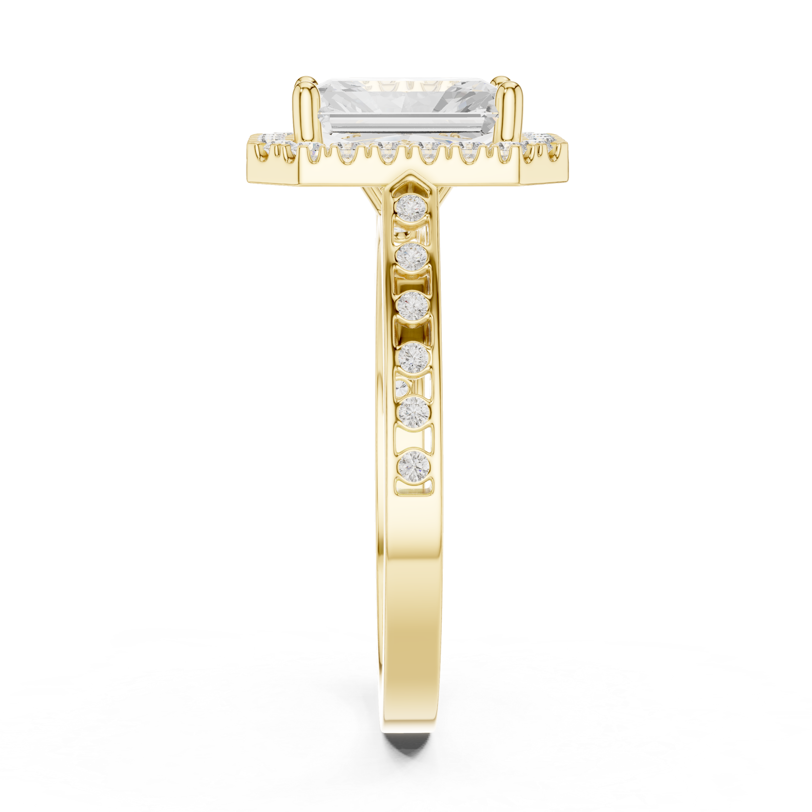 Radiant-Cut Diamond Halo Engagement Ring