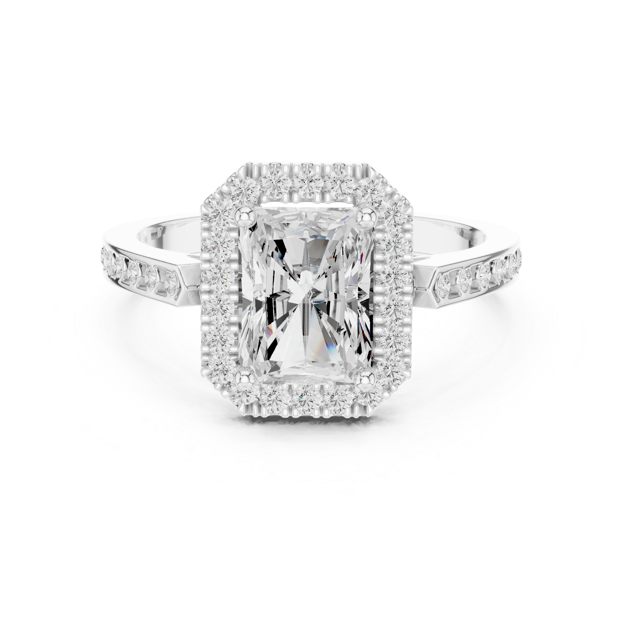 Radiant-Cut Diamond Halo Engagement Ring