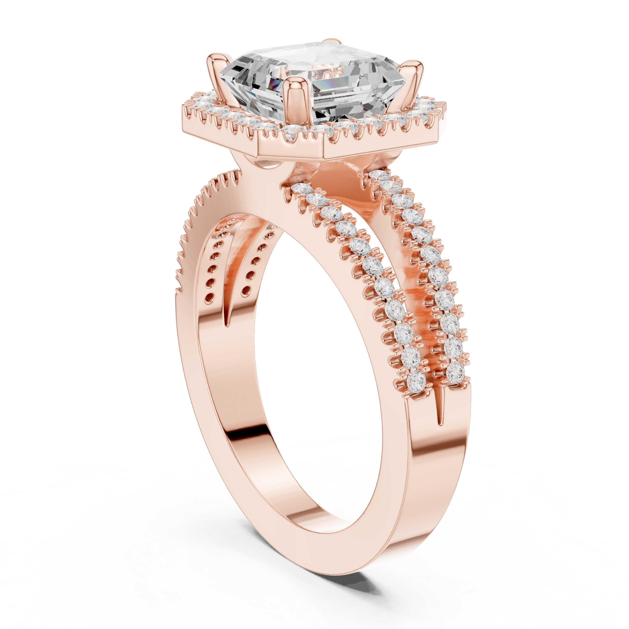 Asscher-Cut Double Halo Engagement Ring