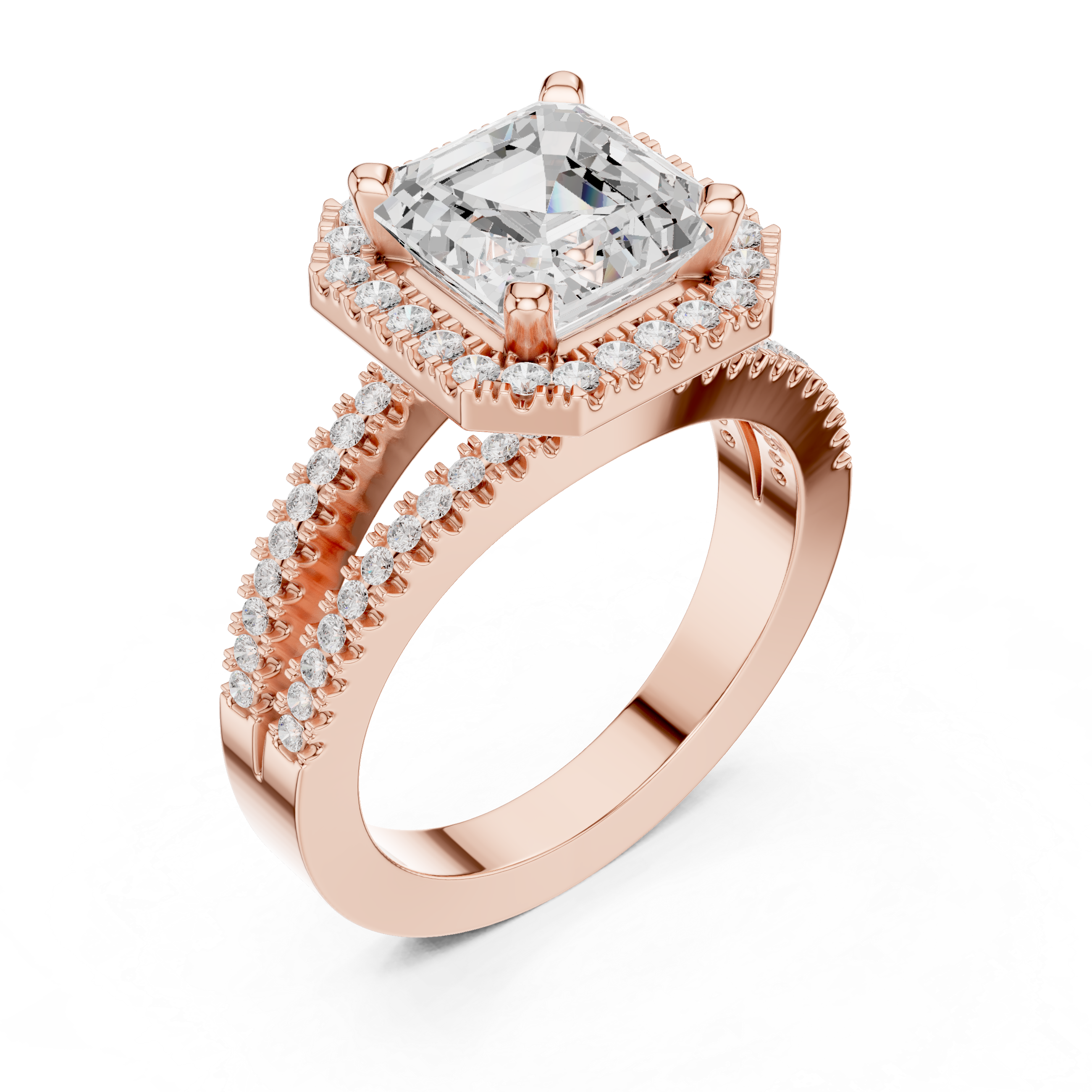 Asscher-Cut Double Halo Engagement Ring