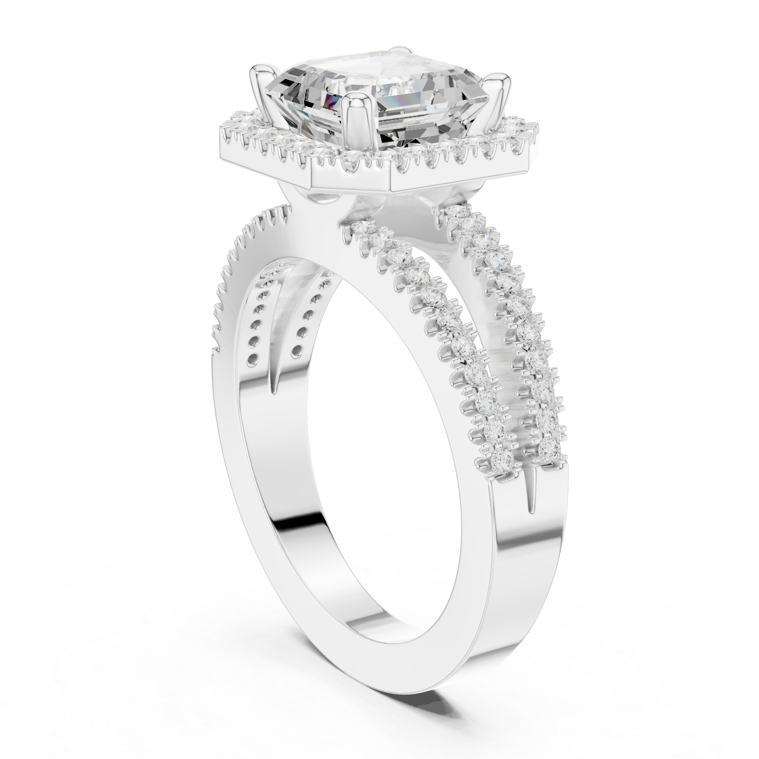 Asscher-Cut Double Halo Engagement Ring